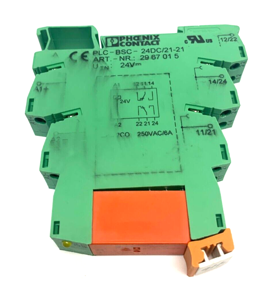 Phoenix Contact PLC-BSC-24DC/21-21 Relay Base 2967015 w/ Schrack RTE25024 Relay - Maverick Industrial Sales
