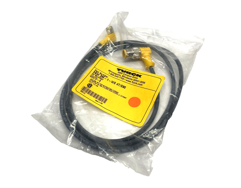 Turck PKW 3M-1-WS 4T/S90 Cable M8 Female 3-Pin M8 - Angle Male M12 4-Pin U0070-9 - Maverick Industrial Sales