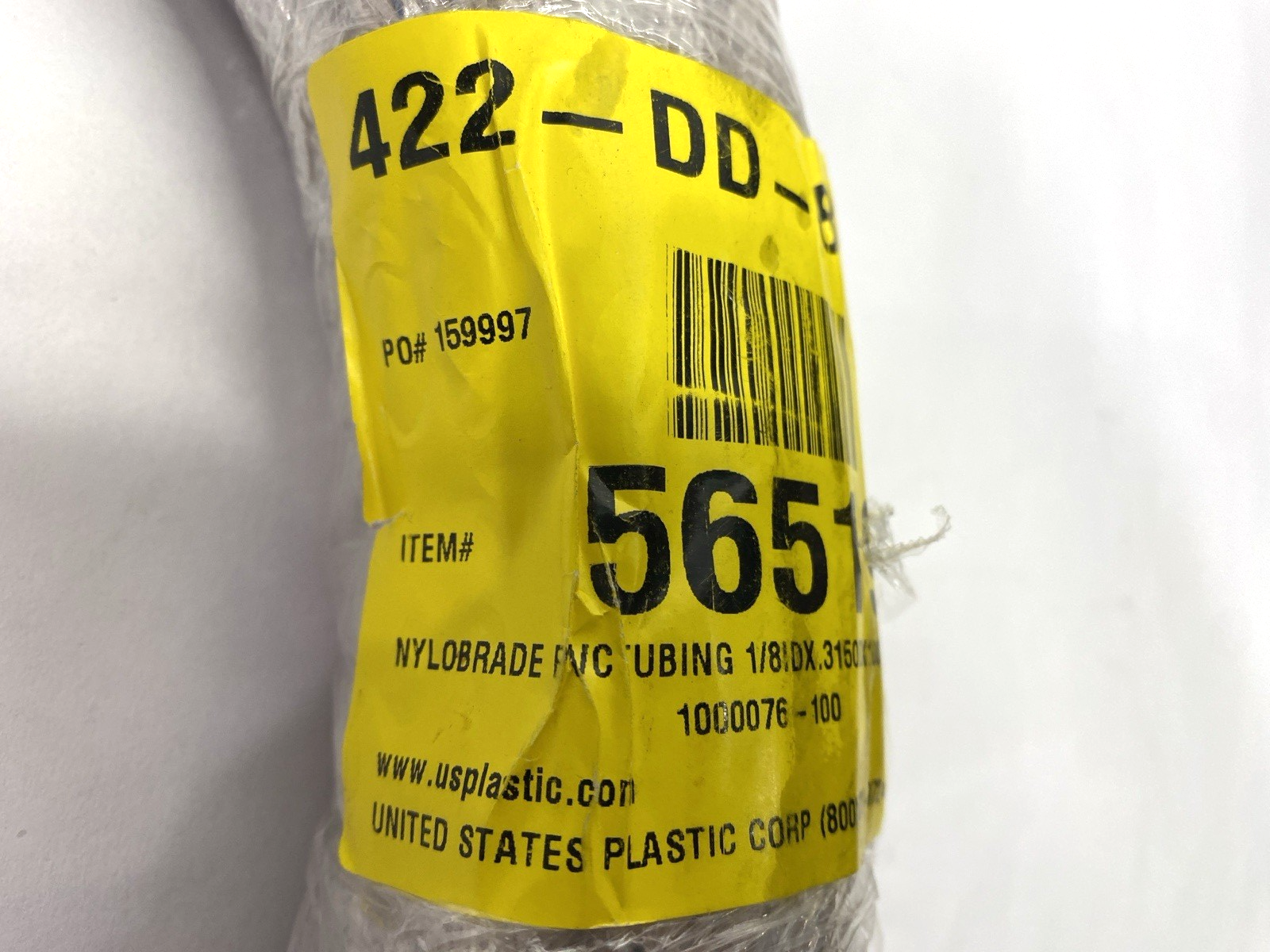 1000076-100 | Nylobrade PVC Tubing 1/8" ID x .315" OD SHELFWARE CUT TO 50' - New – Open box - Maverick Industrial Sales