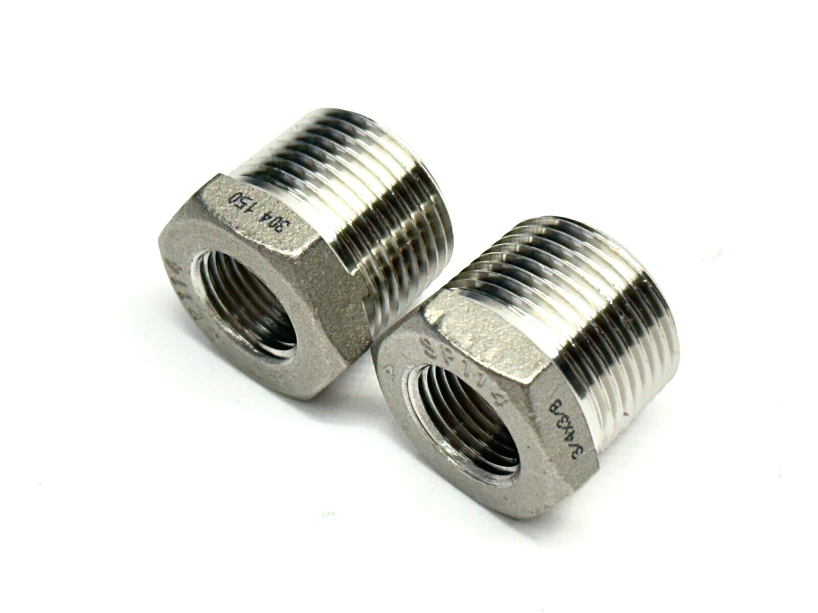 4464K269 304 SS Pipe Fitting Low-Pressure Bushing Adapter 3/4 M x 3/8 F LOT OF 2 - Maverick Industrial Sales