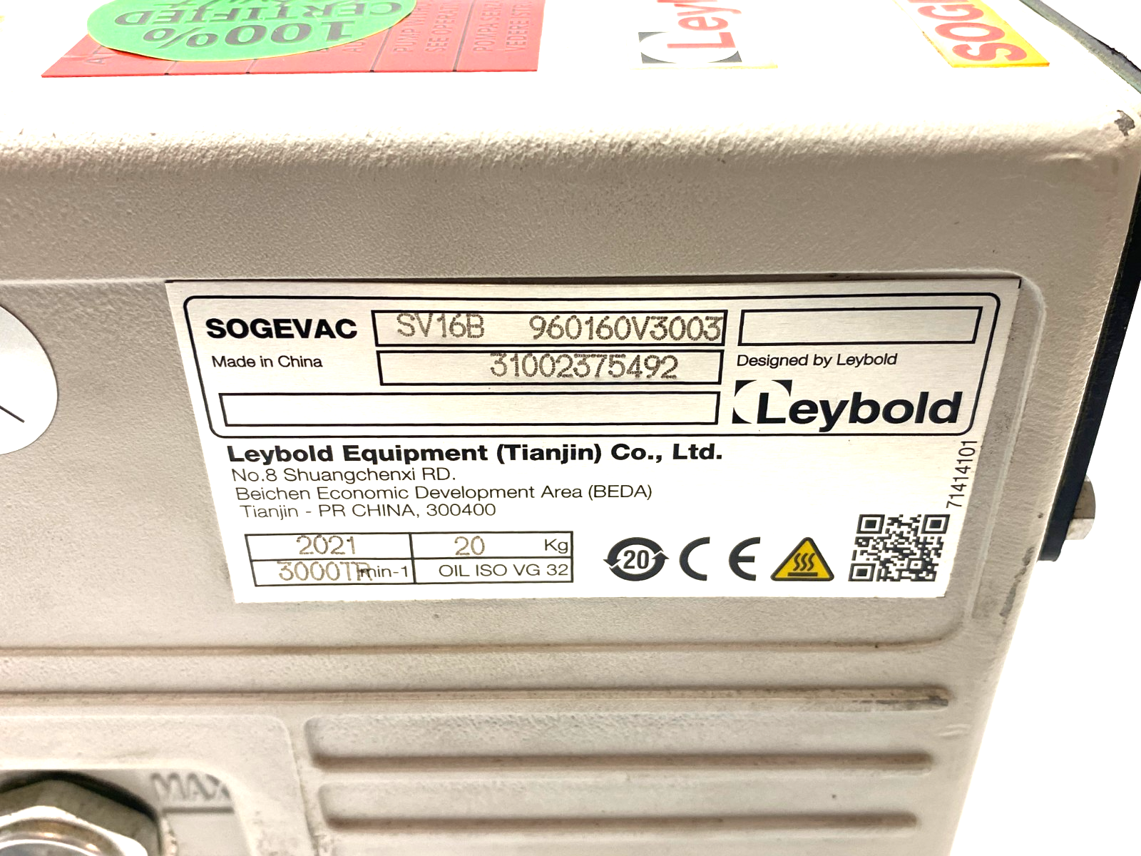 Leybold SV16B SOGEVAC Rotary Vane Vacuum Pump - Maverick Industrial Sales