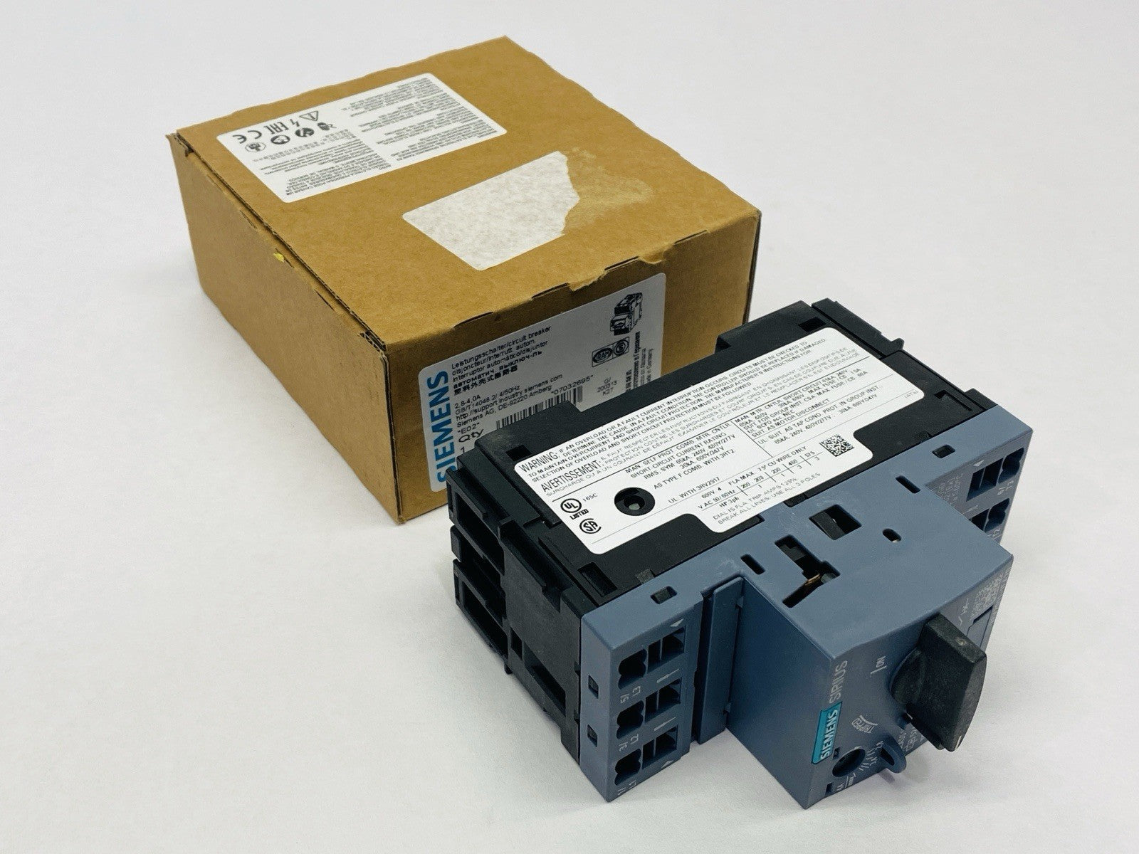 Siemens 3RV2011-1EA20 Circuit Breaker Size S00 Class 10 2.8-4.0A - Maverick Industrial Sales