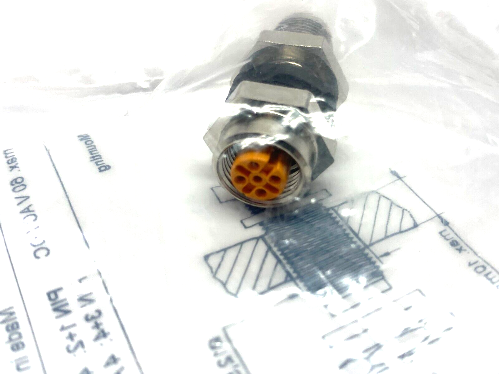 Ifm E73008 Nickel-Plated Wall Passage Standard Type 60V AC/DC 5-Pin M to F - New - Maverick Industrial Sales