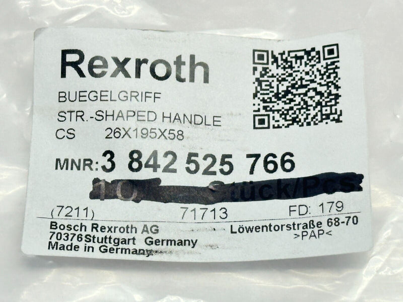 Bosch Rexroth 3842525766 STR. -Shaped Handle 26X195X58 LOT OF 3 - Maverick Industrial Sales