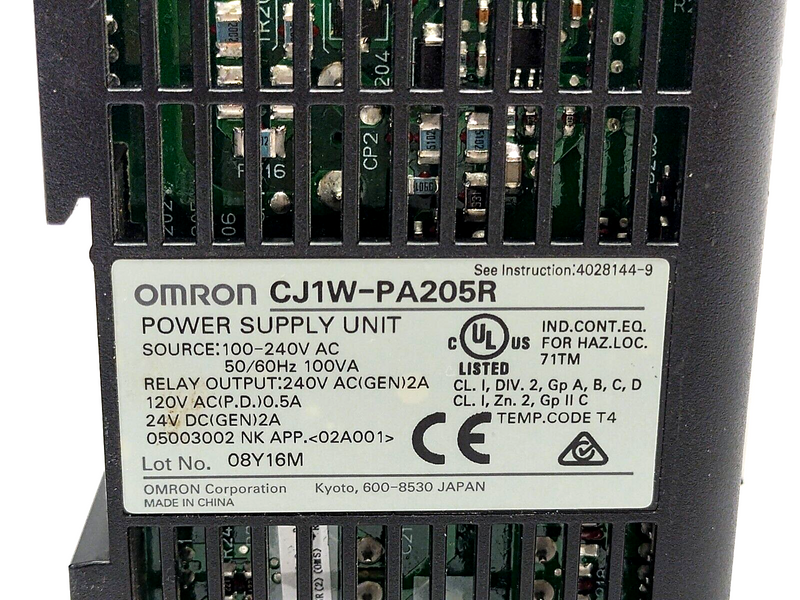 Omron CJ1W-PA205R Power Supply Unit 100-240VAC 25W - Maverick Industrial Sales