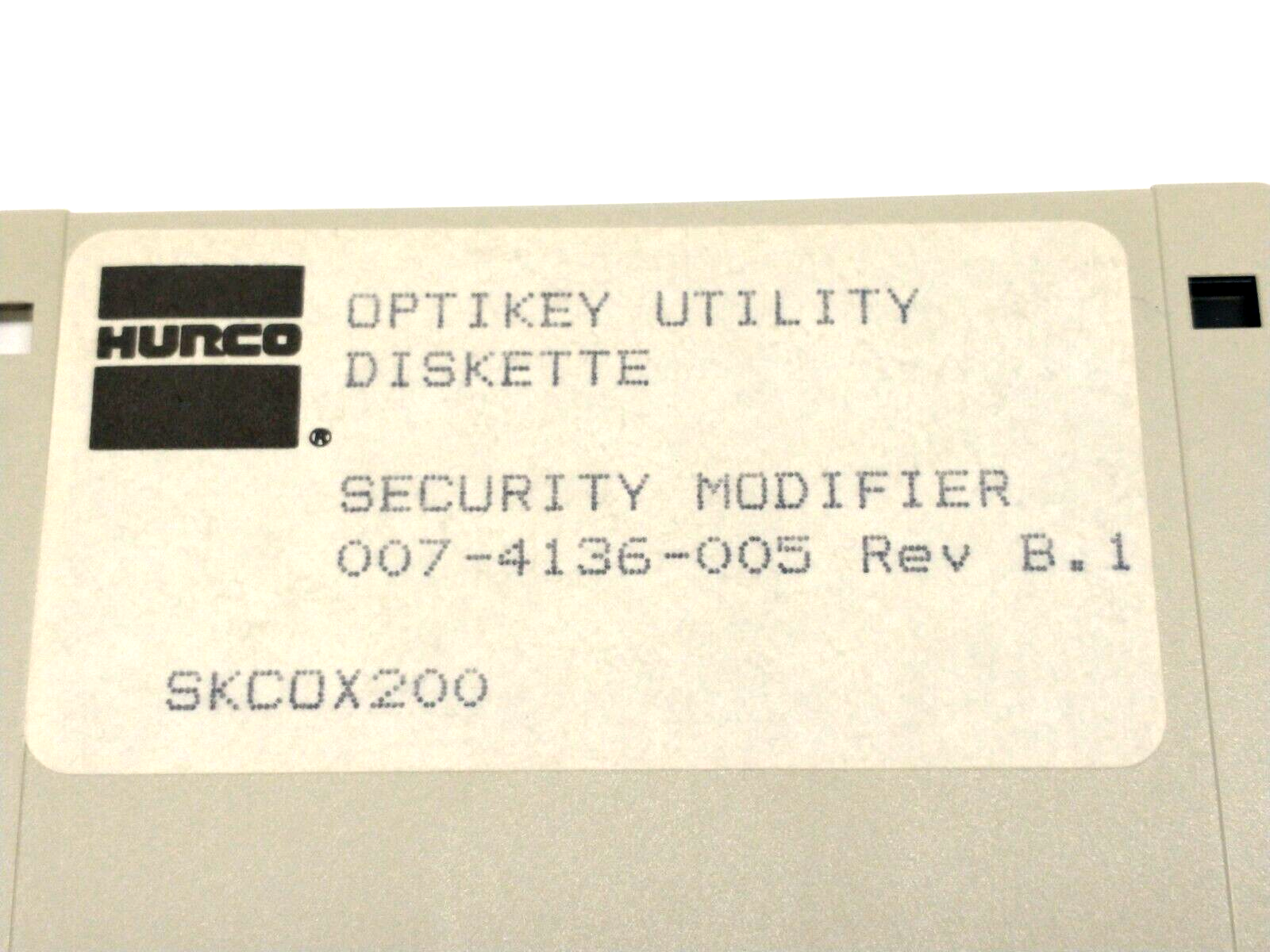 Hurco 007-4136-005 Rev B.1 Optikey Utility Diskette Security Modifier, SKCOX200 - Maverick Industrial Sales