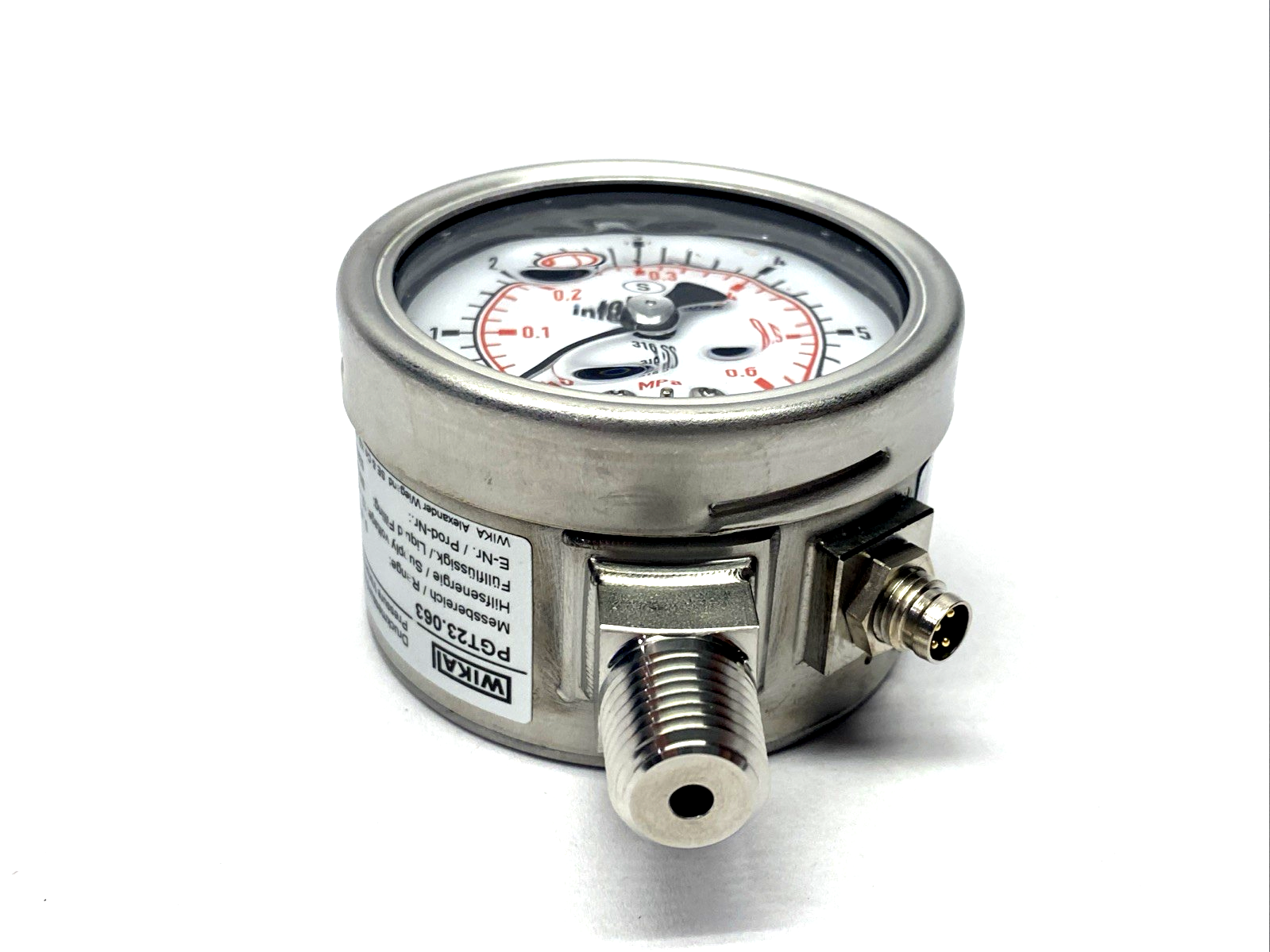 Wika PGT23.063 Bourdon Tube Pressure Gauge w/ Electrical Output 52920145 - Maverick Industrial Sales