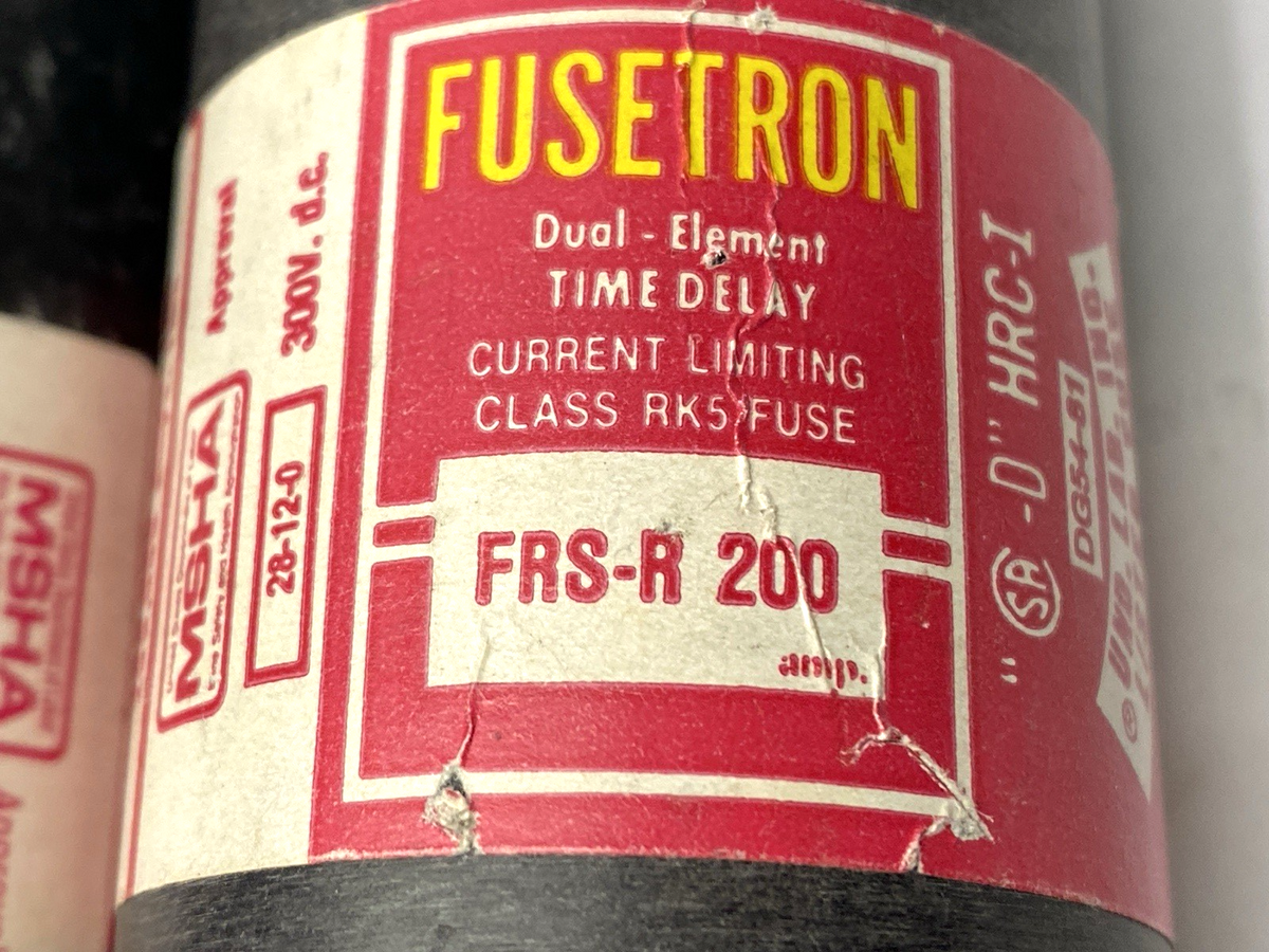Fusetron FRS-R-200 Dual-Element Time-Delay Fuse Class RK5 600VAC 200A