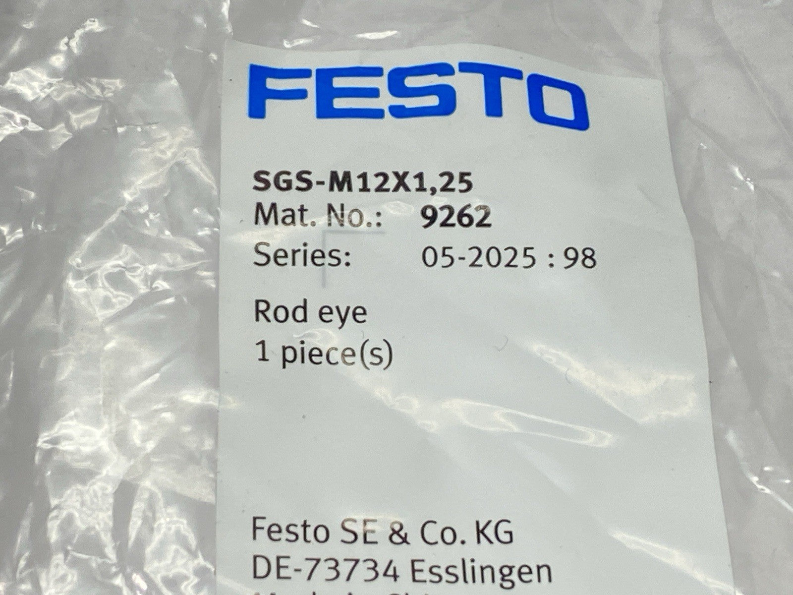 Festo SGS-M12X1.25 Rod Eye 9262 - Maverick Industrial Sales
