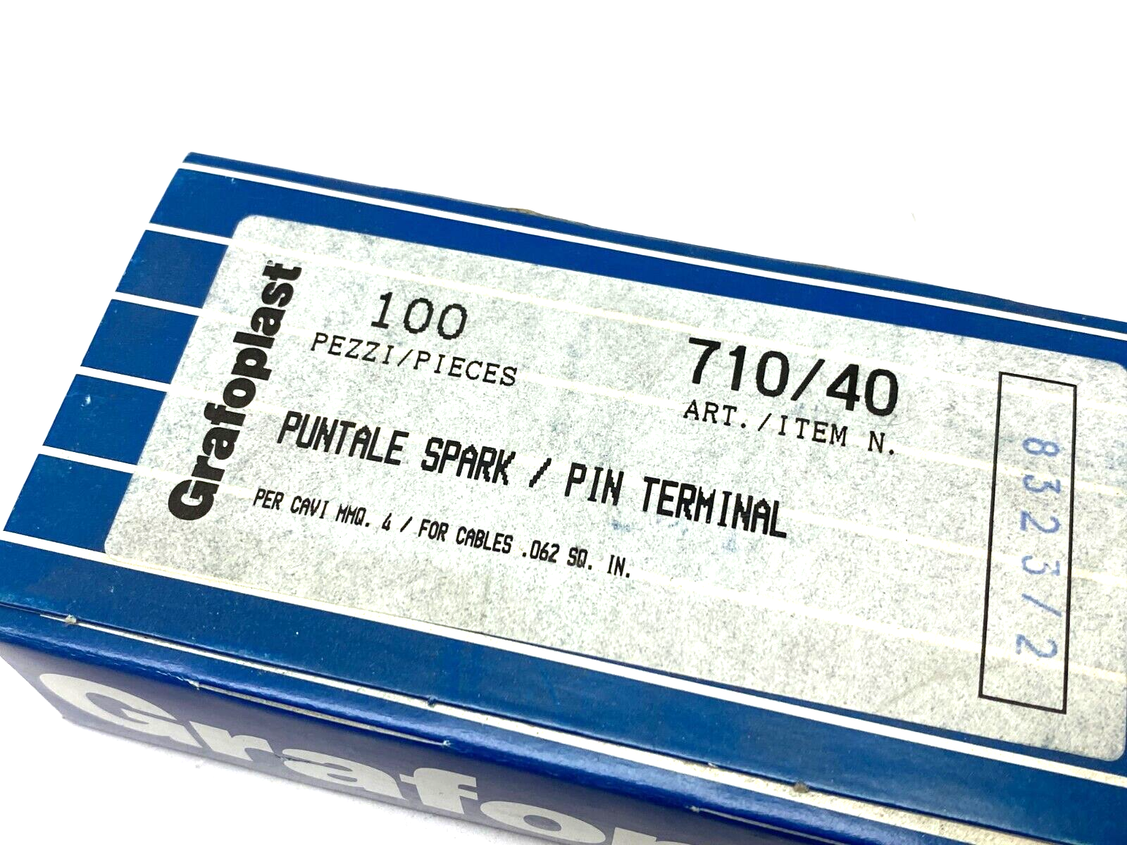 Grafoplast 710/40 12mm Spark Crimp-On Pins for Cable O.D. 4mm BOX OF 100 - Maverick Industrial Sales