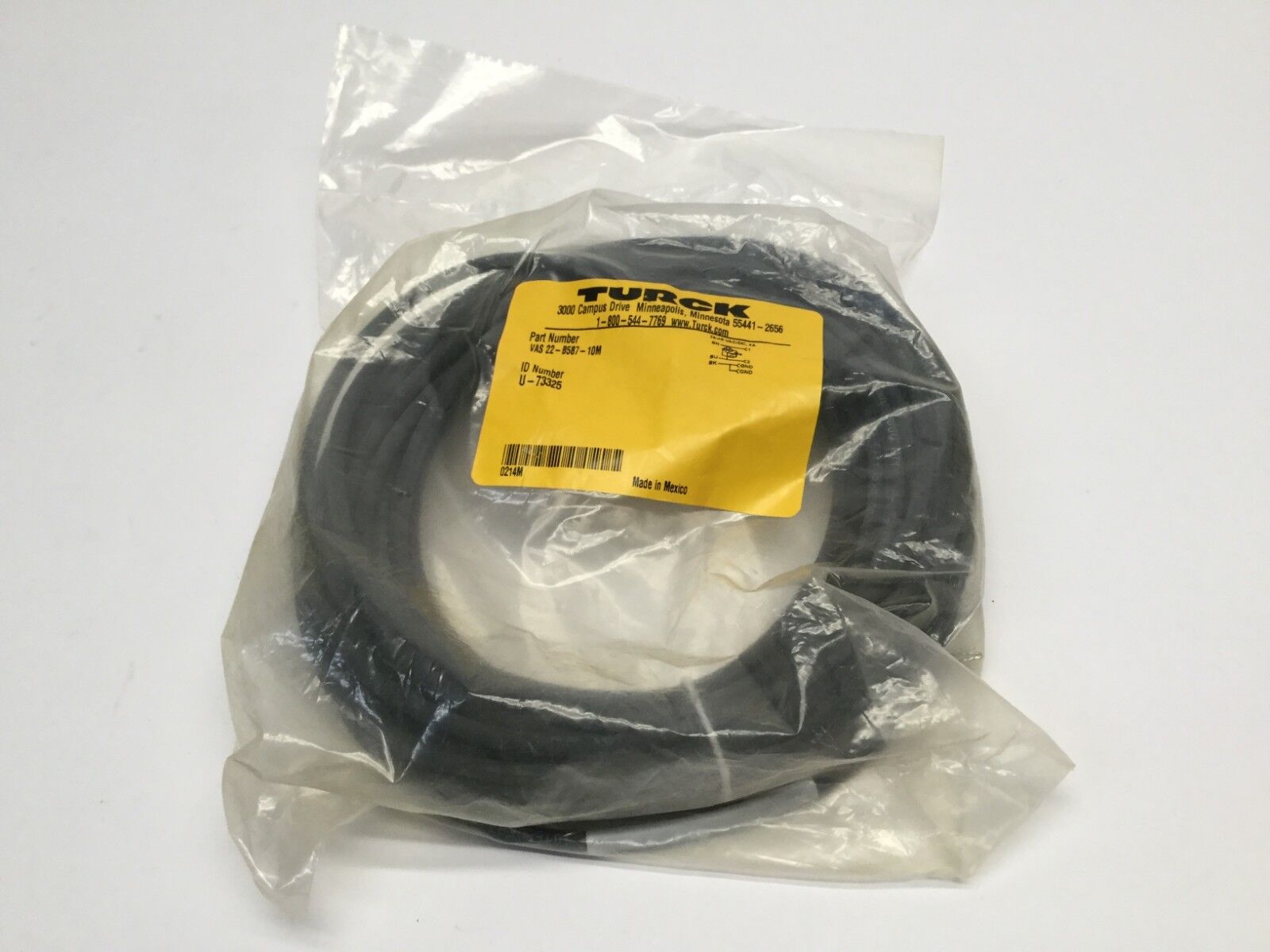 Turck VAS 22-B587-10M DIN Valve Plug Cord U-73325 - Maverick Industrial Sales
