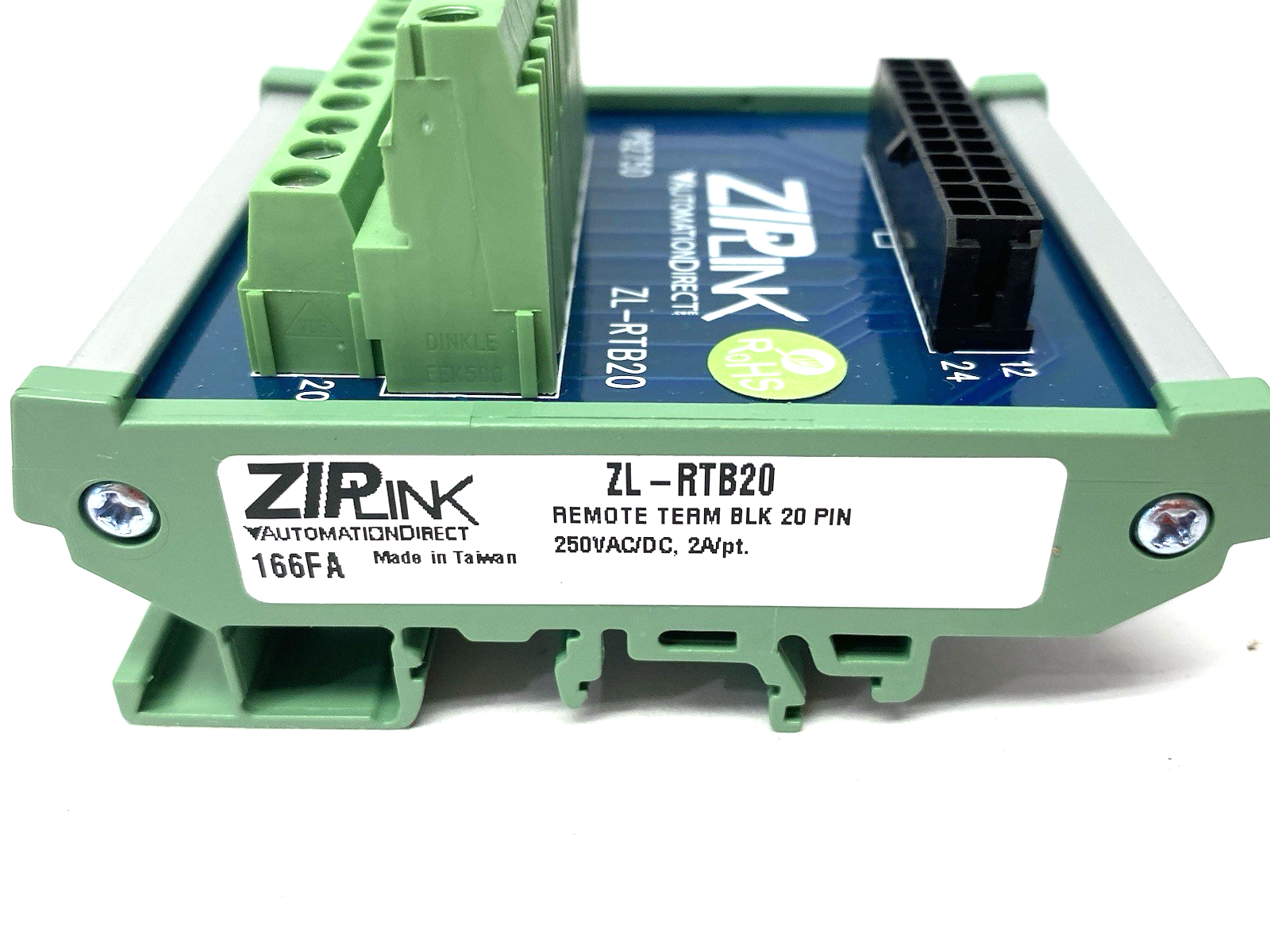 Automation Direct ZL-RTB20 ZIPLink Feedthrough Module, 20-pole, DIN rail mount - Maverick Industrial Sales