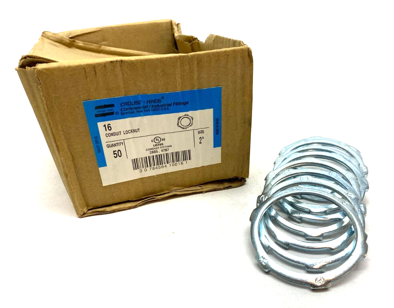 Cooper Crouse Hinds 16 IMC Rigid Conduit Locknut 2" Malleable Iron BOX OF 10 - Maverick Industrial Sales