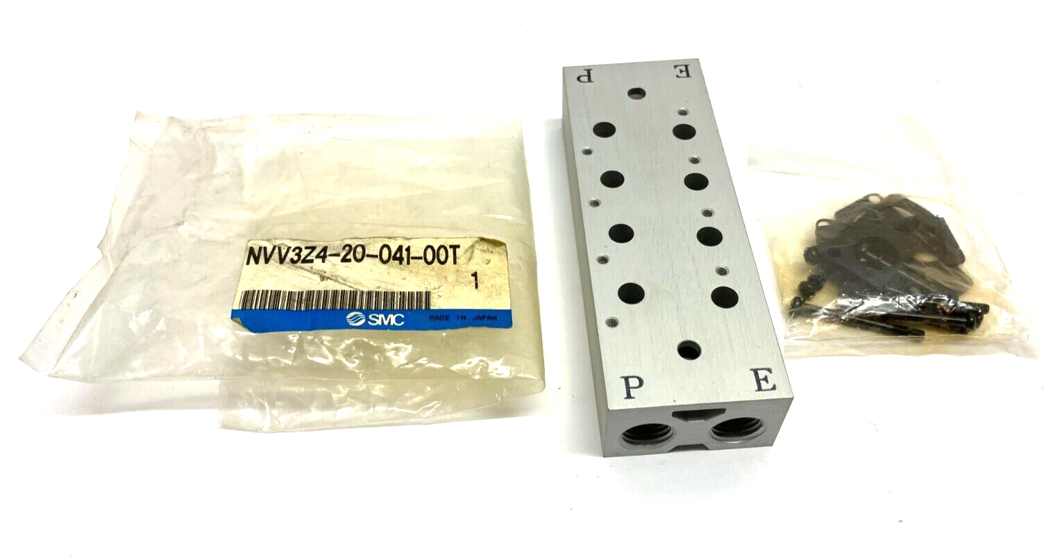 SMC NVV3Z4-20-041-00T Pneumatic Manifold Block 4-Station 3-Port - Maverick Industrial Sales