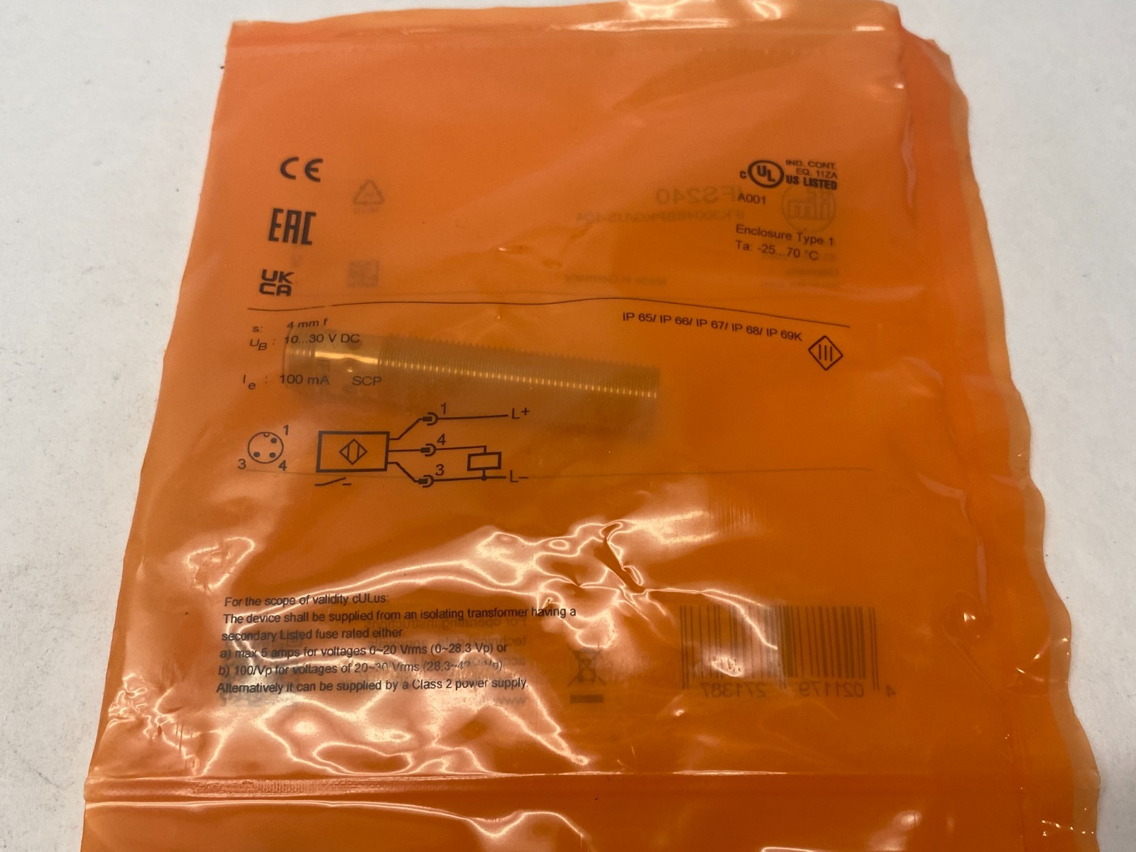 Ifm IFS240 Inductive Proximity Sensor M12 Body 4mm Range IFK3004BBPKG/US-104 - Maverick Industrial Sales
