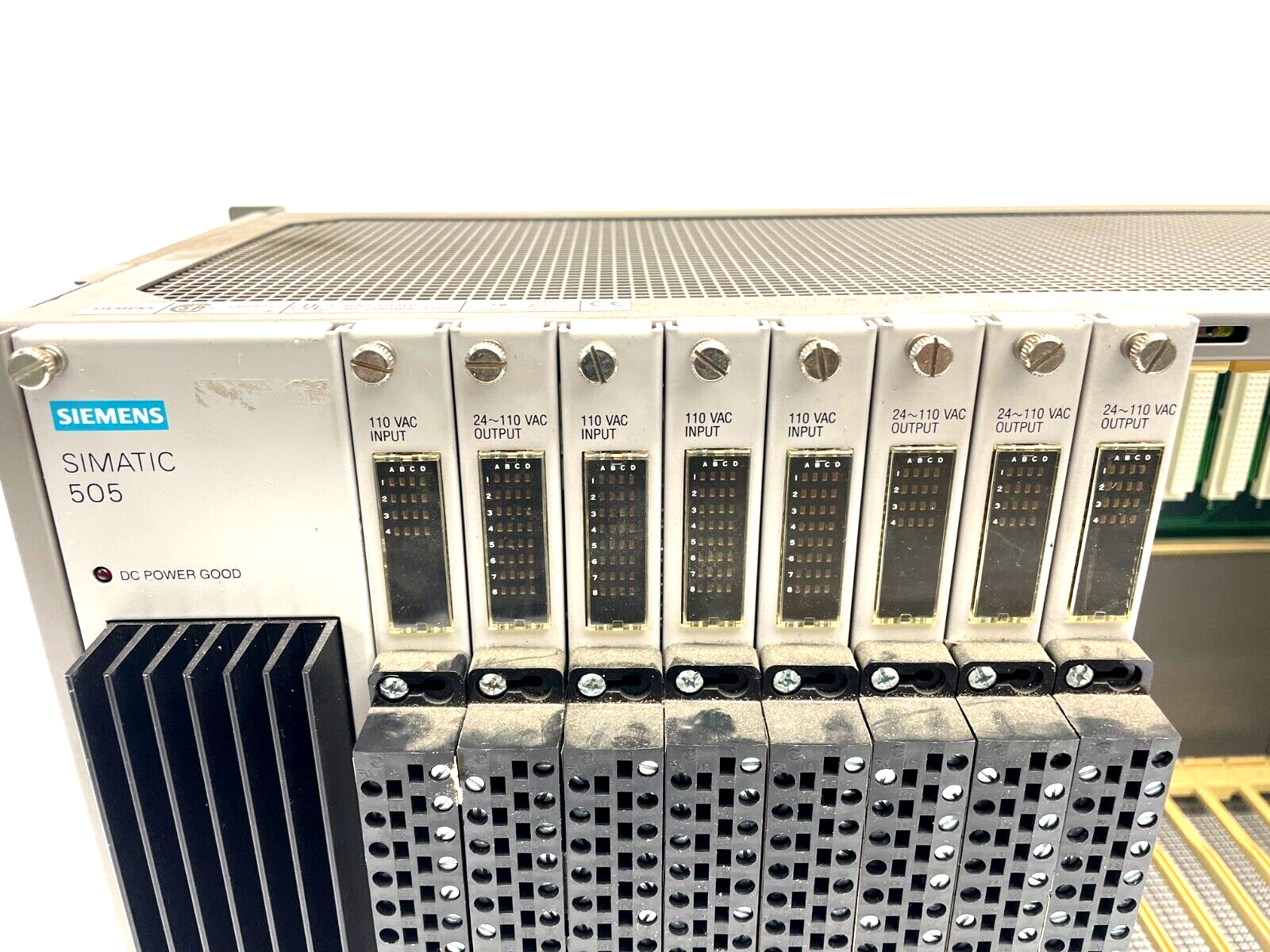 Siemens Simatic 505-6516 Chassis w/ 505-6660 Power Supply, Input & Output Module - Maverick Industrial Sales