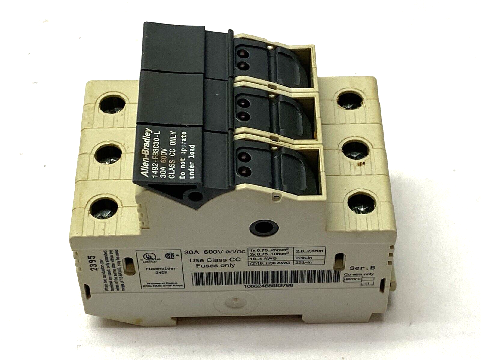 1492-FB3C30-L Ser. B | Allen Bradley Fuse Holder 3-Pole 600V 30A - Used - Maverick Industrial Sales