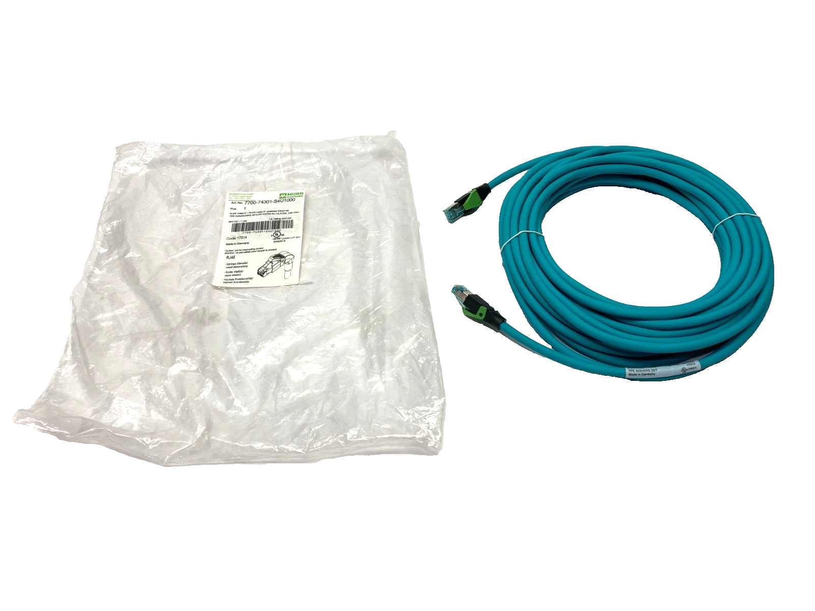 7700-74301-S4U1000 | Murr Elektronik Ethernet Cordset CAT5 RJ45 Male 10m - New - Maverick Industrial Sales