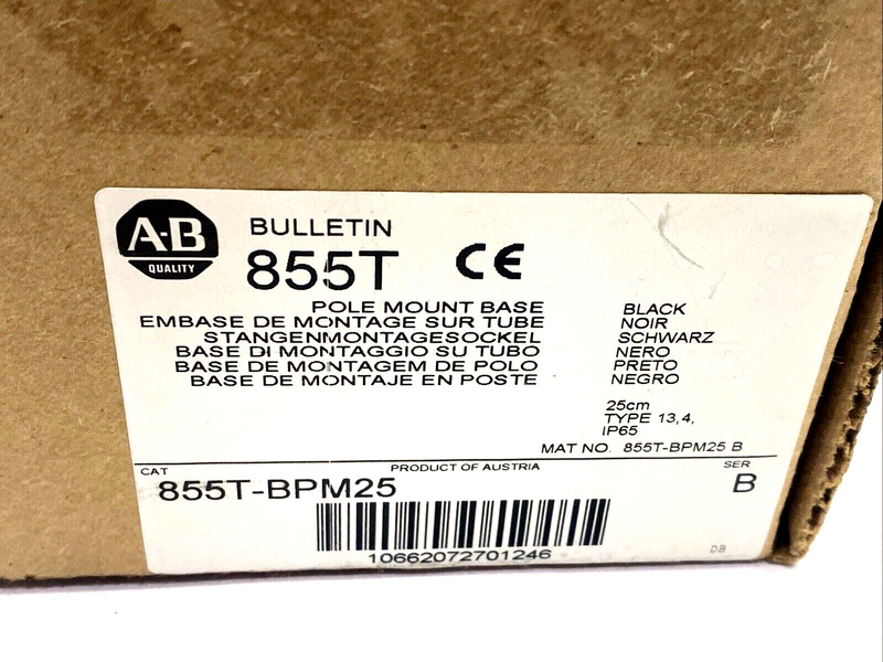 Allen Bradley 855T-BPM25 Ser. B 70mm Stack Light Pole Mounting Base 25cm - Maverick Industrial Sales