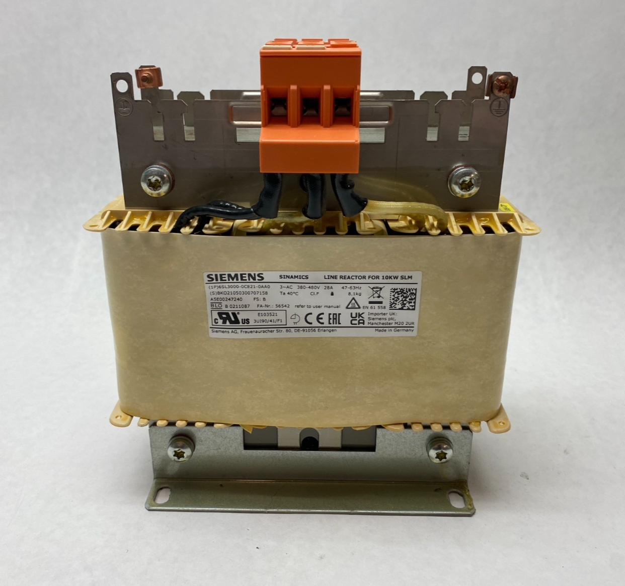 Siemens 6SL3000-0CE21-0AA0 SINAMICS Line Reactor for 10KW SLM - Maverick Industrial Sales
