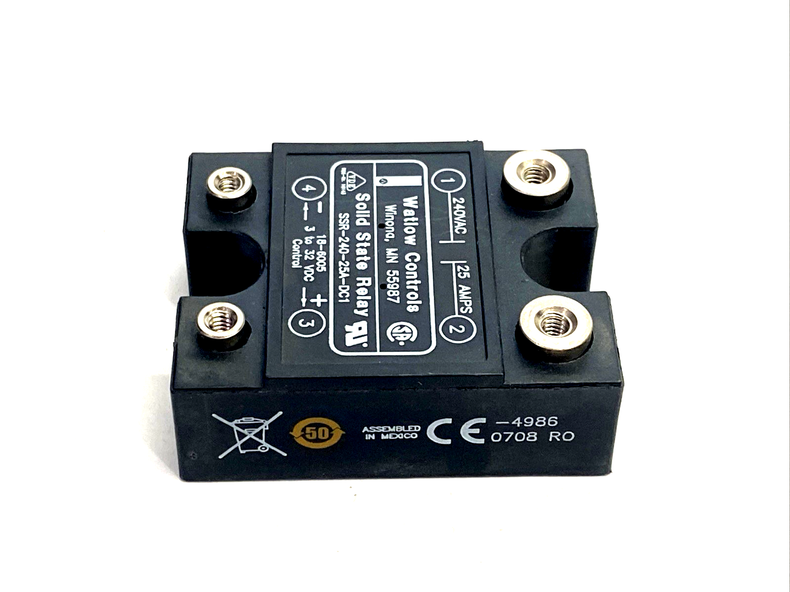 SSR-240-25A-DC1 | Watlow Solid State Relay 240VAC 25A, 3-32VDC - Used - Maverick Industrial Sales