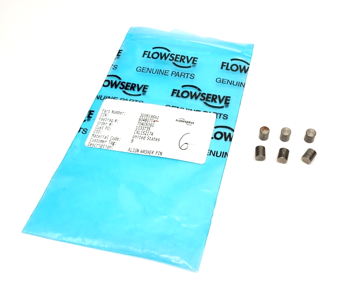 | Flowserve 300B196X2 Align Washer Pins 60480704 LOT OF 6 - New - Maverick Industrial Sales