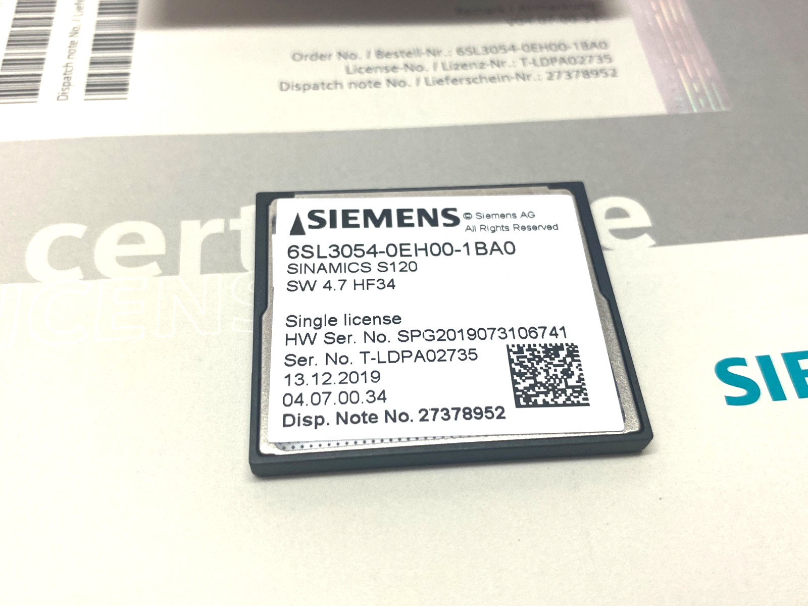 Siemens 6SL3054-0EH00-1BA0 SINAMICS S120 CompactFlash Card SW 4.7 HF34 - Maverick Industrial Sales