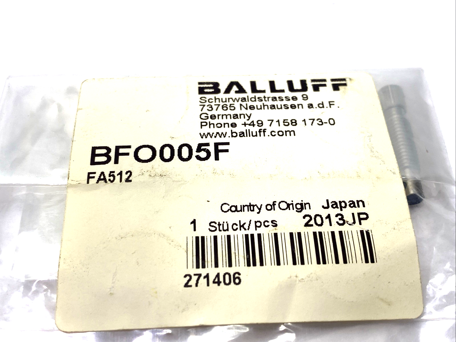 Balluff BFO005F Fiber Accessory/Clamping Sleeve FA512 BFO D22-LA-AC-20 - Maverick Industrial Sales