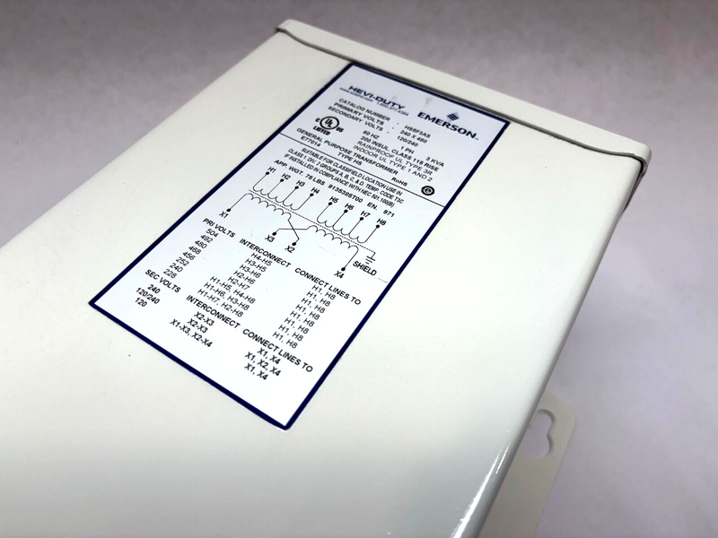 Emerson Hevi-Duty HS5F3AS 3 KVA Transformer, Primary 240x480 Secondary 120/240 - Maverick Industrial Sales