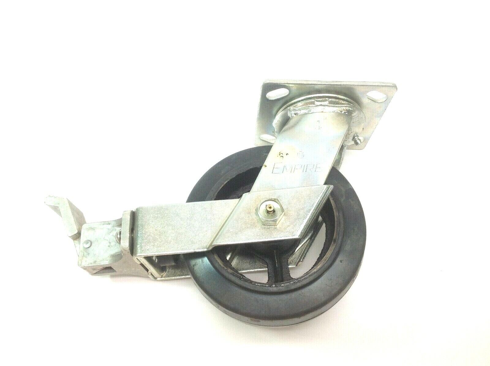 Empire Caster 6X2 Rubber on Iron Swivel Caster with Locking Brake Medium Heavy - Maverick Industrial Sales