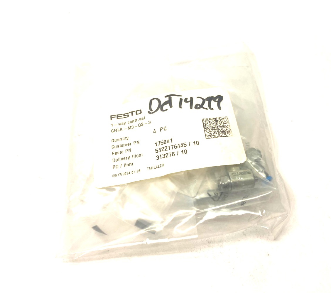 Festo GRLA-M3-QS-3 One-Way Flow Control Valve 175041 PKG OF 4 - Maverick Industrial Sales