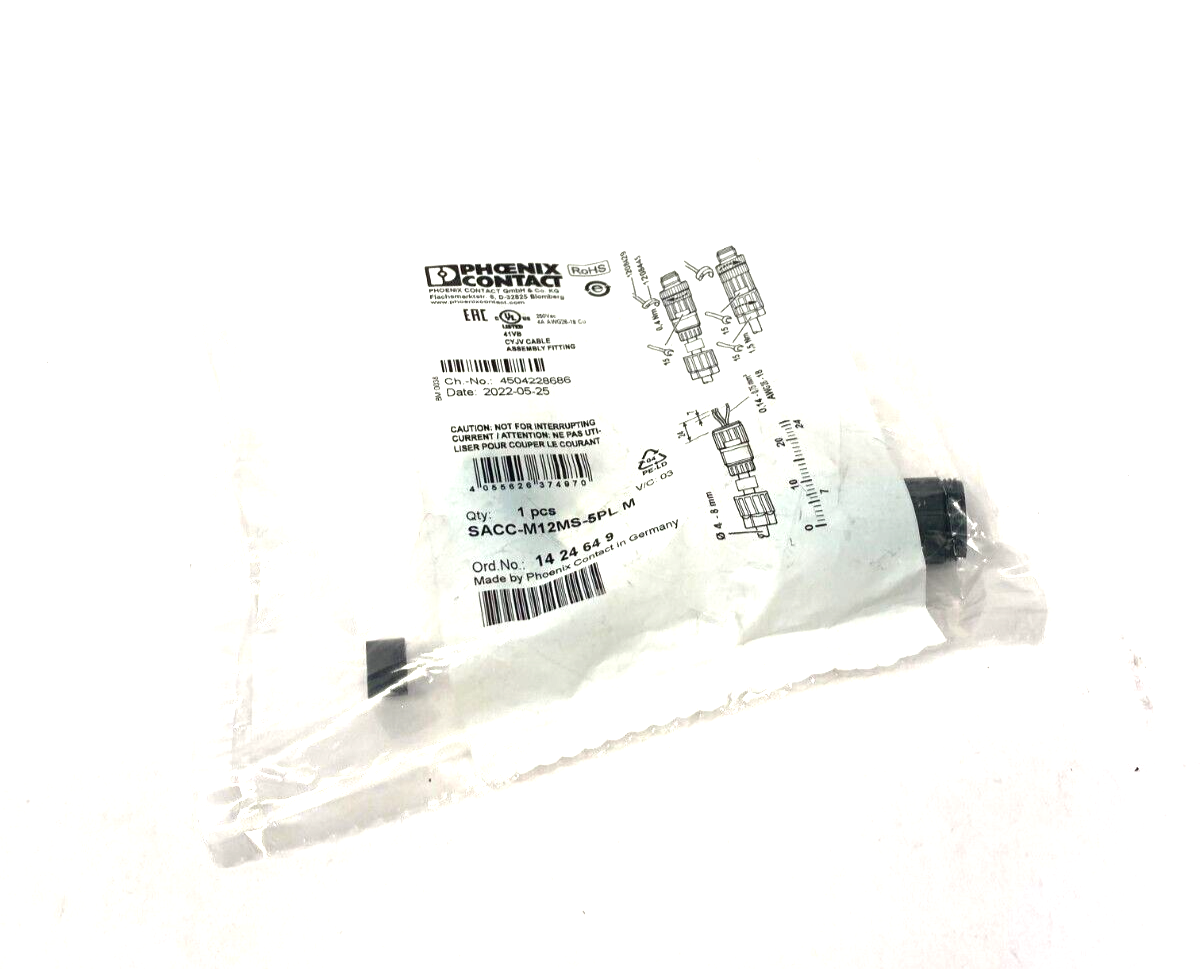 Phoenix Contact SACC-M12MS-5PL M Field Wireable Connector 5-Position 1424649 - Maverick Industrial Sales