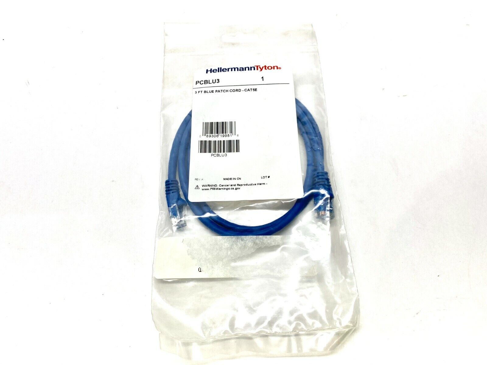 HellermannTyton PCBLU3 Blue Patch Cord 3' ft CAT5E - Maverick Industrial Sales