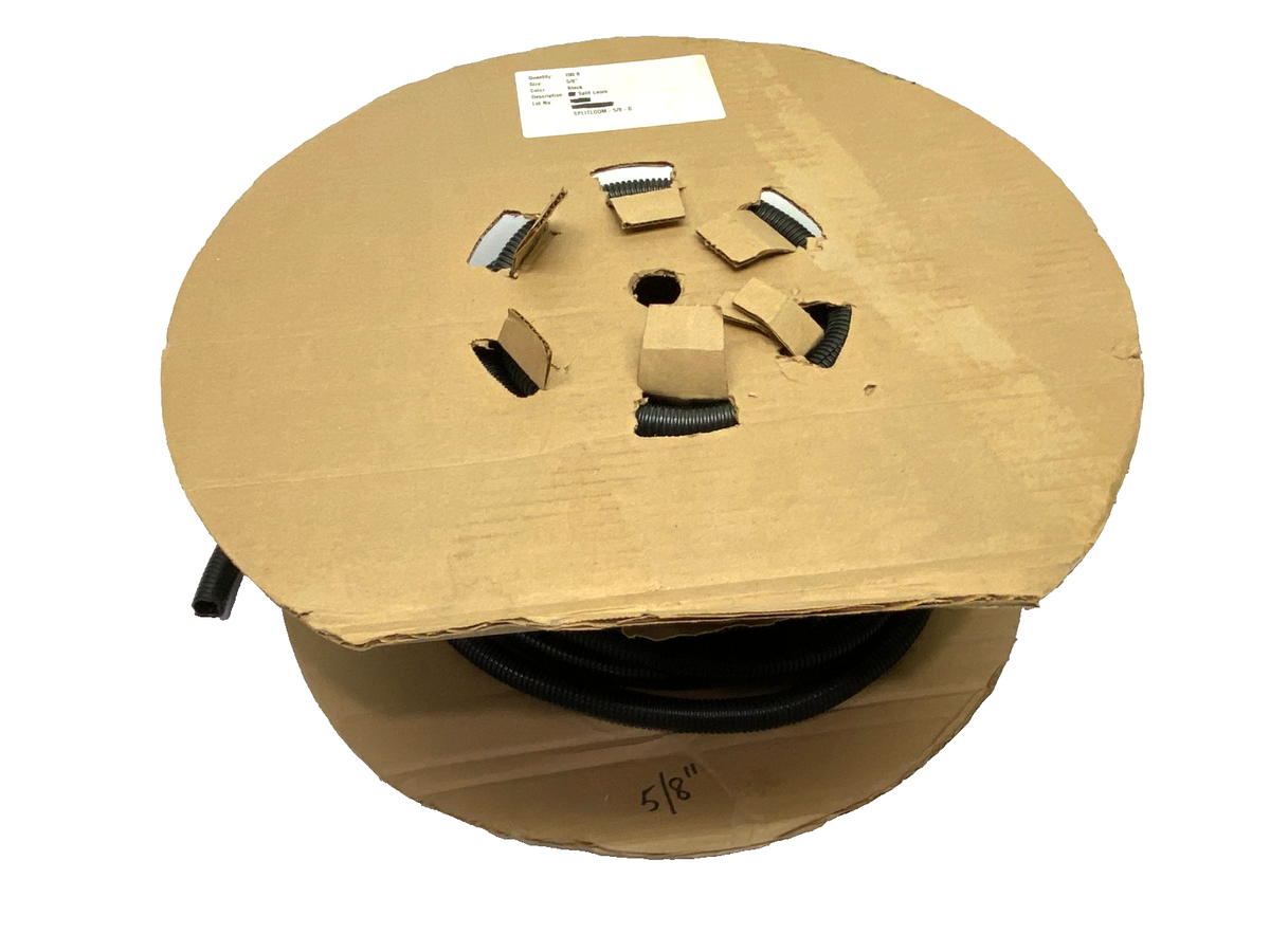 Split Wire Loom Tubing 5/8", Black 50' SPOOL - Maverick Industrial Sales