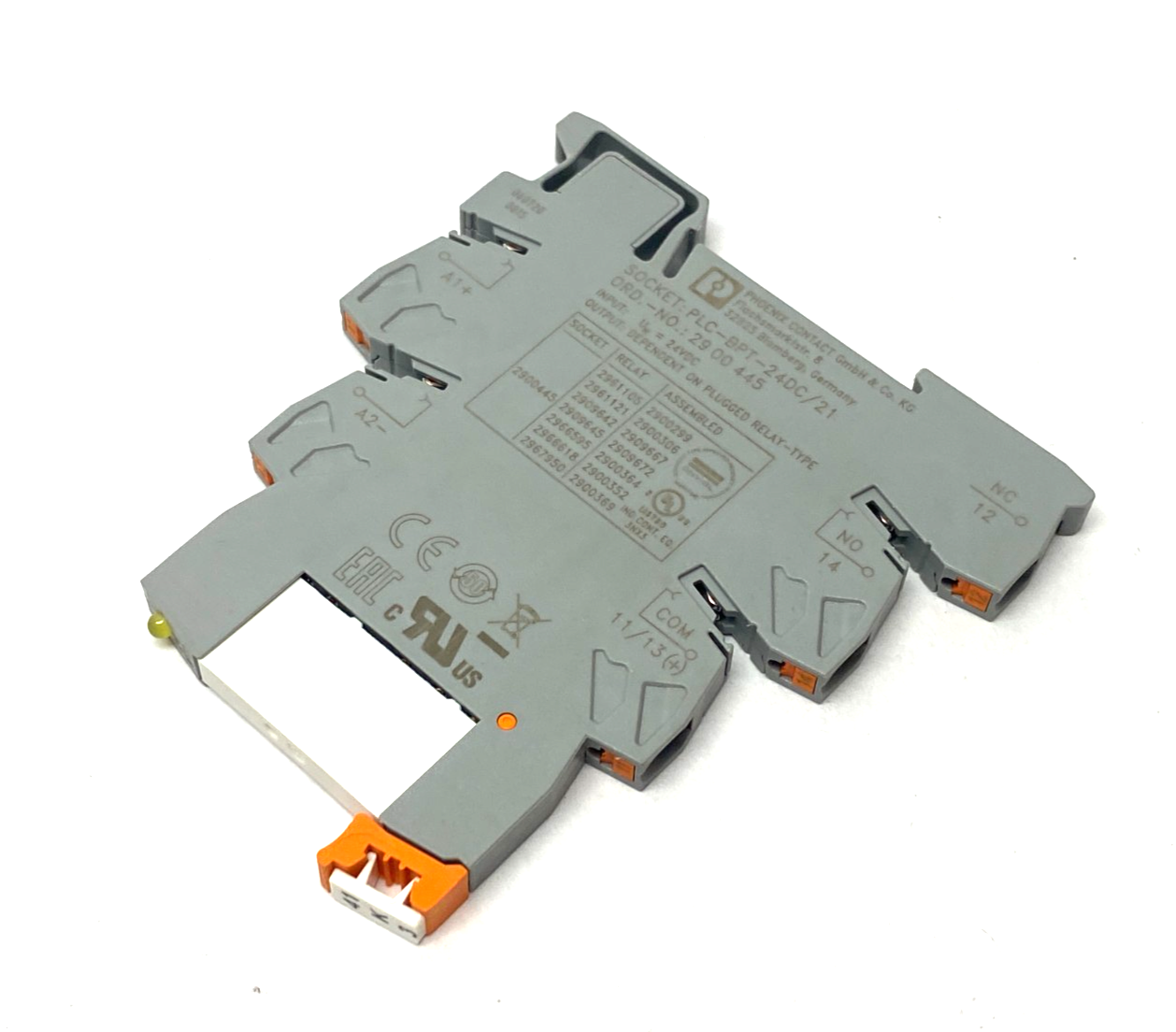 Phoenix Contact PLC-BPT-24DC/21 Plug-In Relay Base 2900445 w/ 2961105 Relay - Maverick Industrial Sales