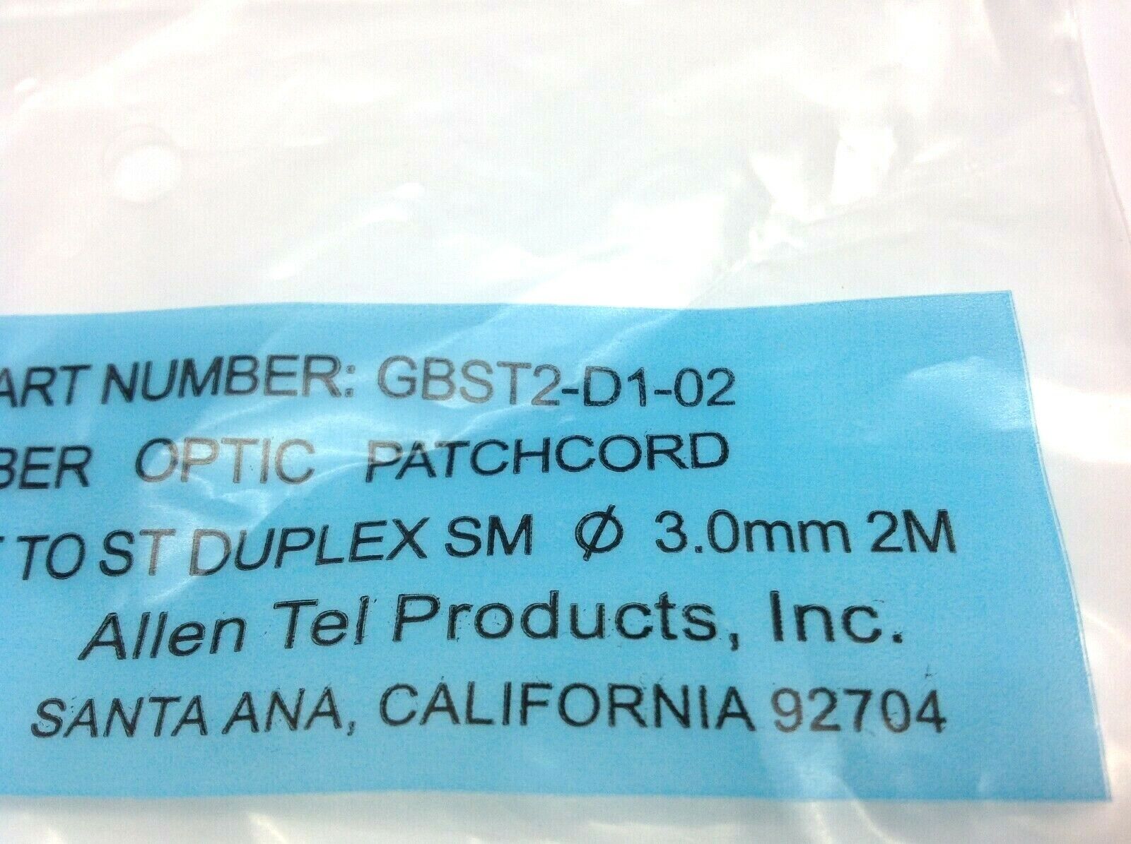 Allen Tel Products GBST2-D1-02 Fiber Optic Patch Cord M2 3.0mm - Maverick Industrial Sales