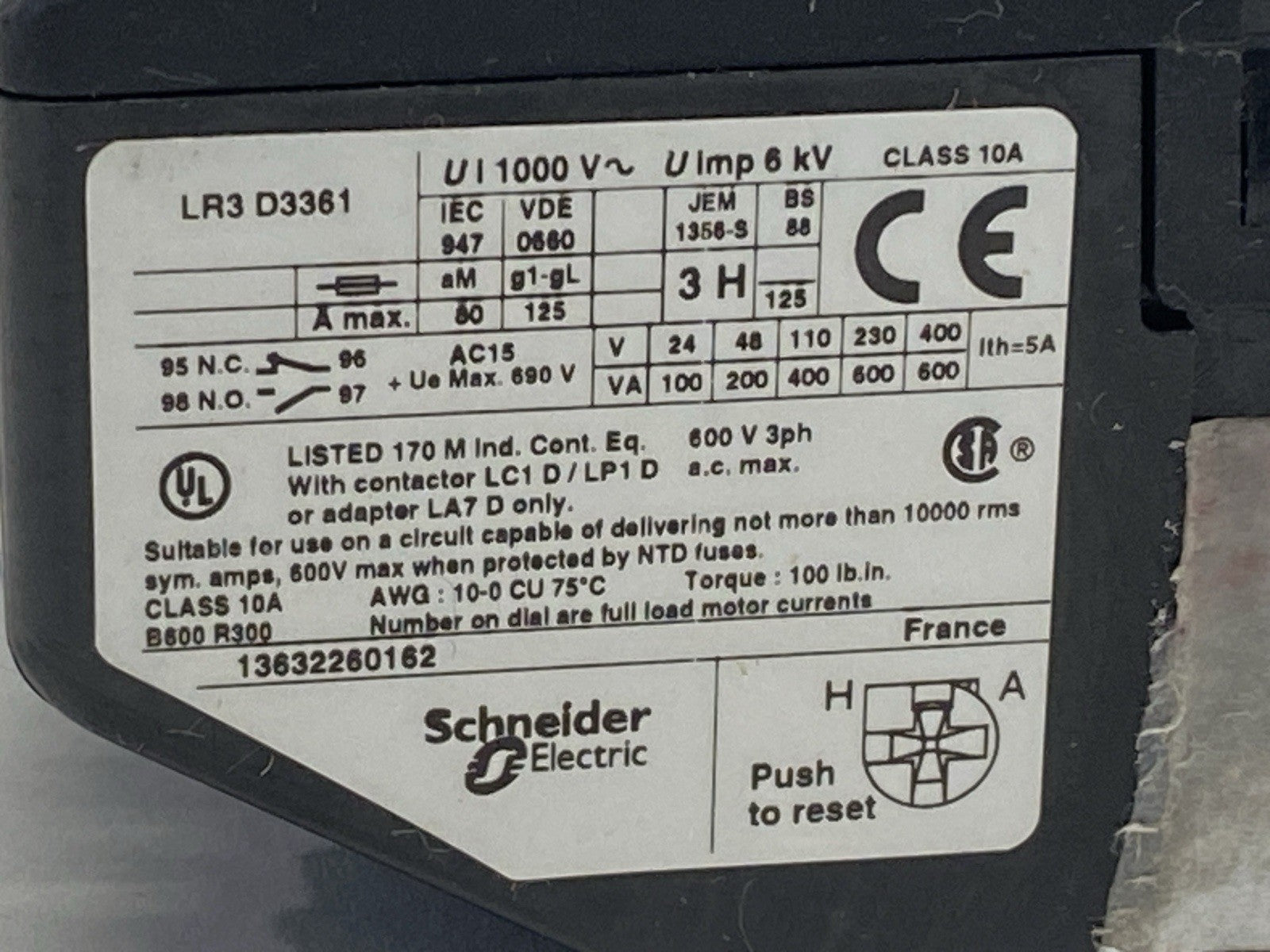 Schneider Electric LR3D3361 TeSys Deca Thermal Overload Relay 55-70A - Maverick Industrial Sales