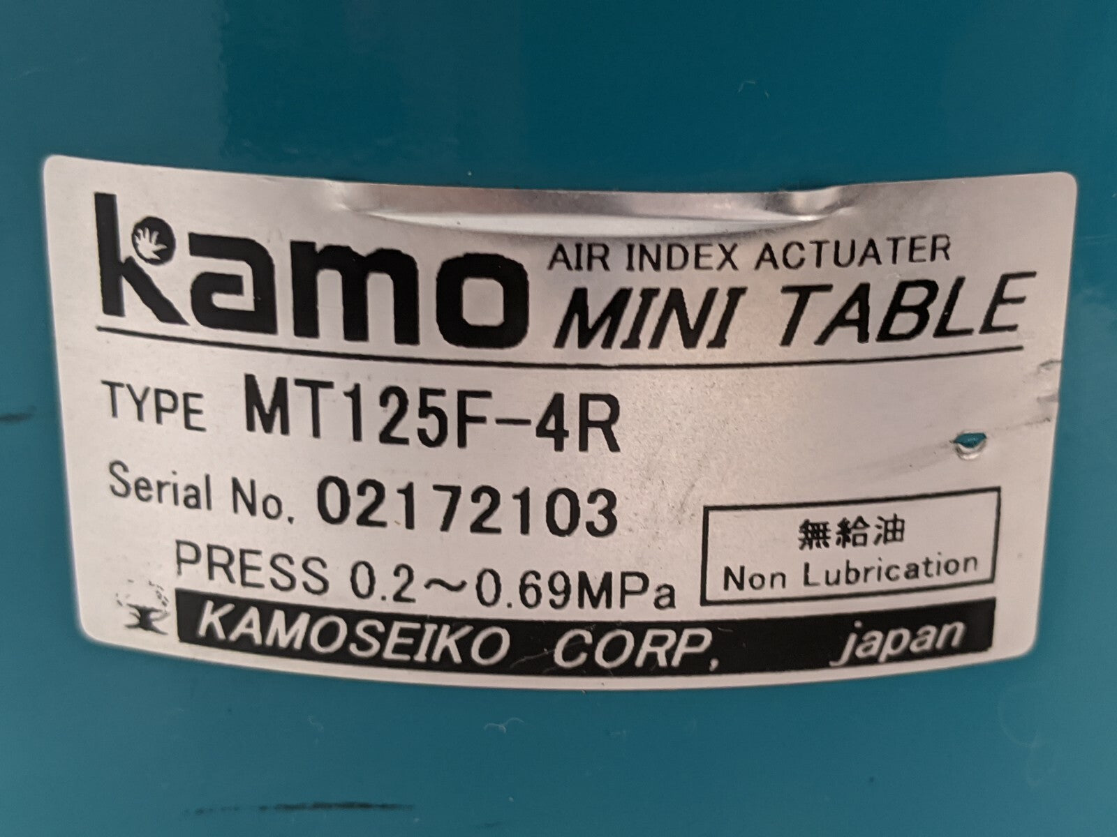 Kamo MT125F-4R Mini Table Air Index Actuator - Maverick Industrial Sales