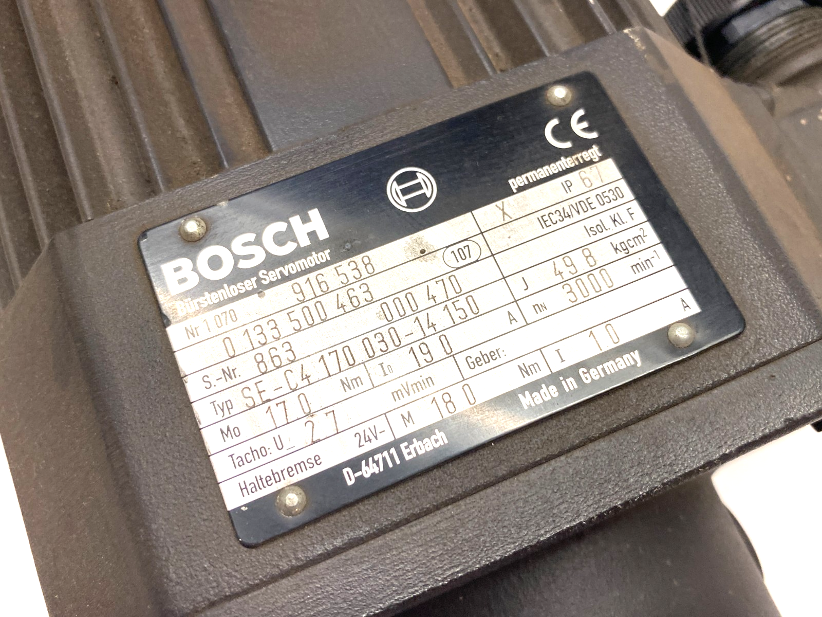Bosch 1070916538 Brushless Servo Motor SE-C4.170.030-14.150 - Maverick Industrial Sales