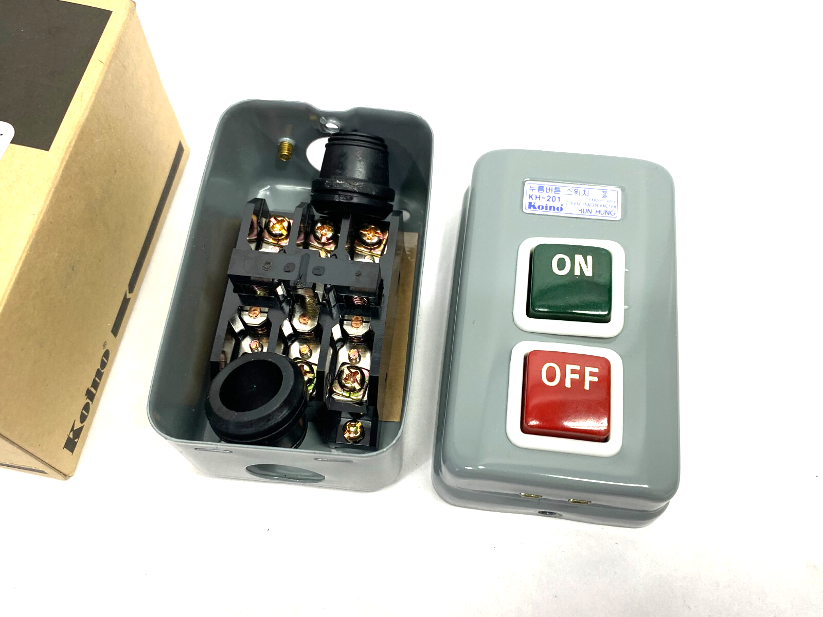Koino KH-201 Pushbutton Switch Assembly On/Off 250VAC 15A, 380VAC 10A - Maverick Industrial Sales