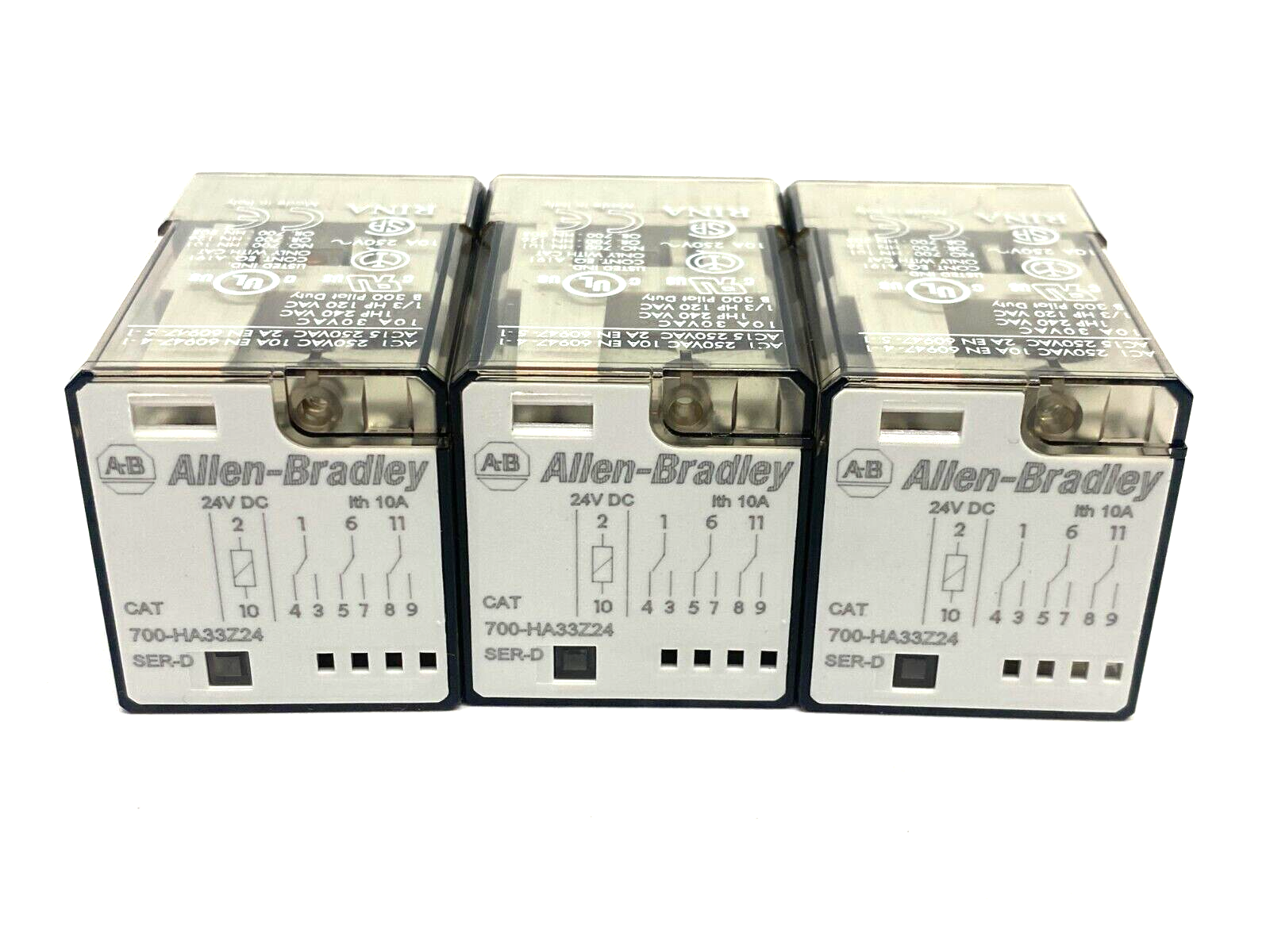 Allen Bradley 700-HA33Z24 Ser. D Socket Base Relay 11-Pin 10A 24VDC LOT OF 3 - Maverick Industrial Sales