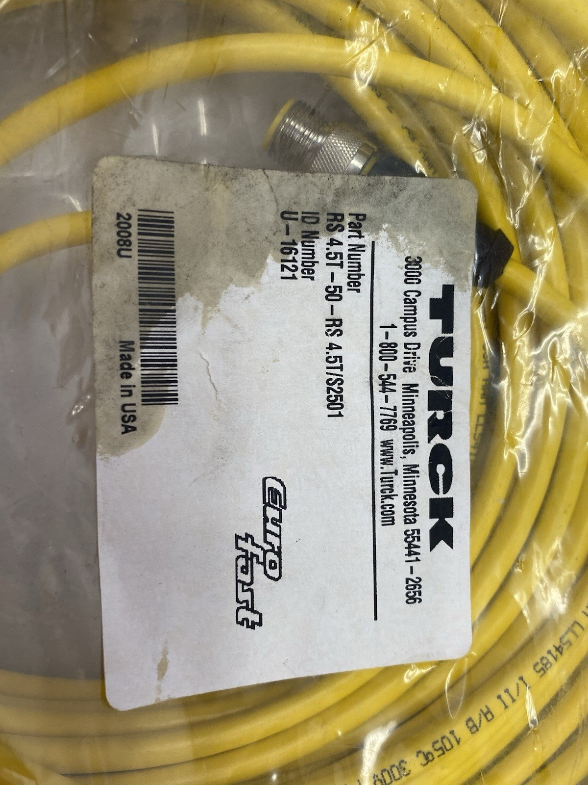 Turck RS 4.5T-50-RS 4.5T/S2501 Eurofast RFID Extension Cable 50m Length U-16121 - Maverick Industrial Sales