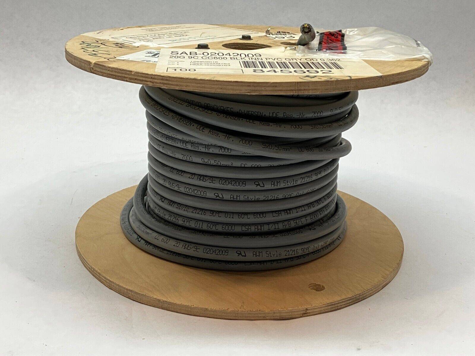 SAB 2042009 Control Cable 9C 20 AWG Gray PVC 85' FT - Maverick Industrial Sales