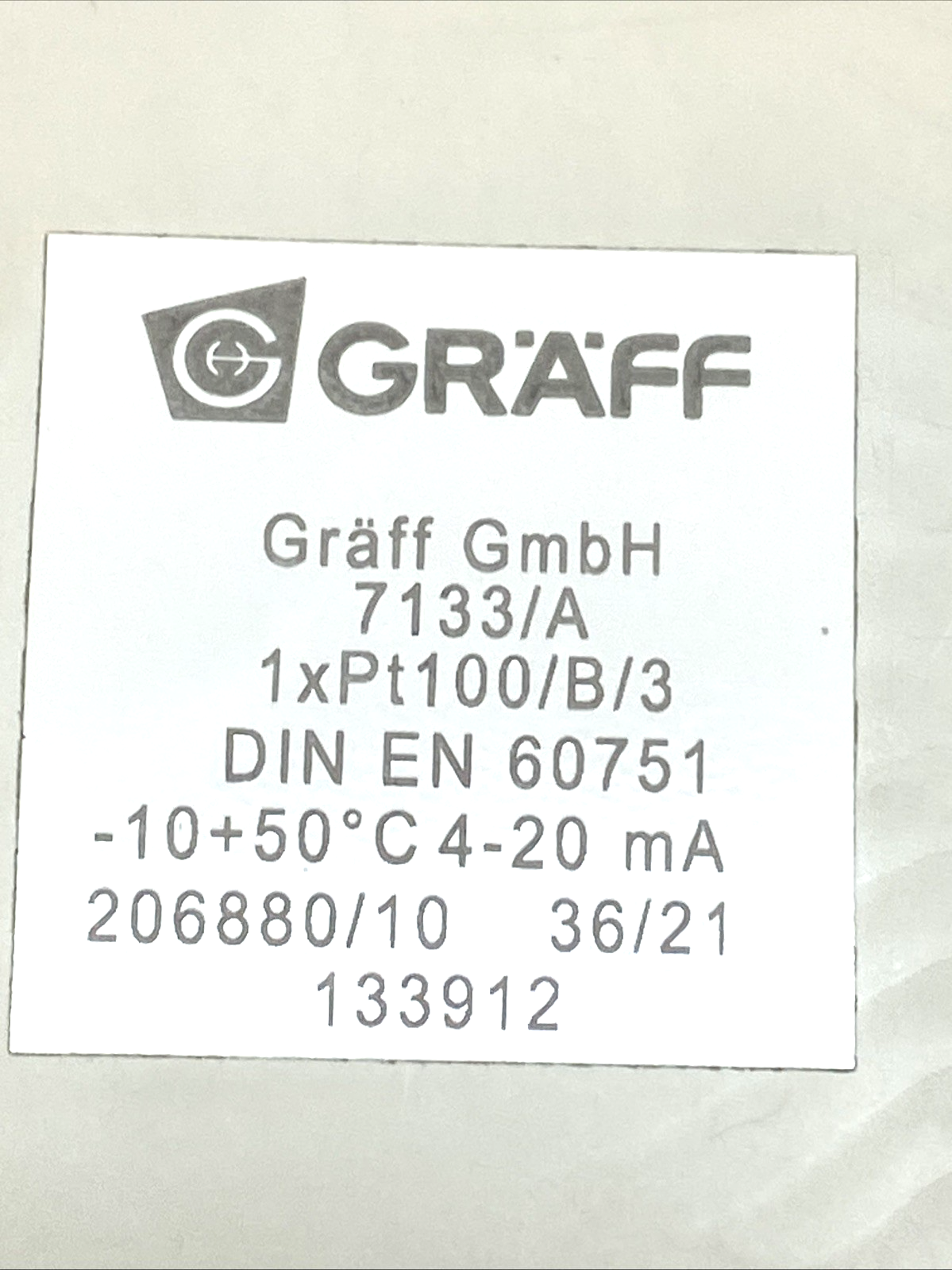 GF-7133/A | Graff Room Temperature Sensor for Dry Rooms - Used - Maverick Industrial Sales