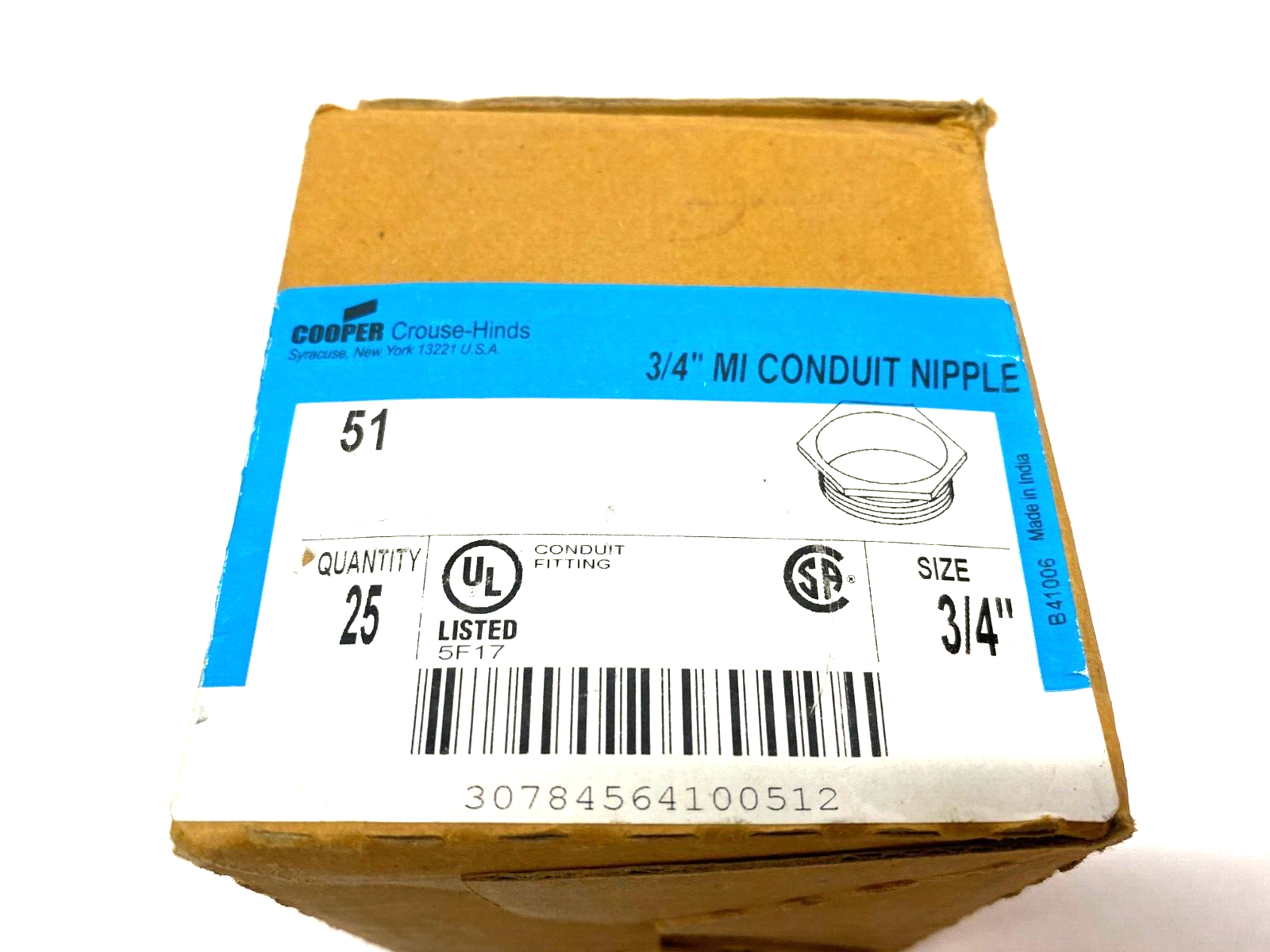 Cooper Crouse Hinds 51 Bushed Male Conduit Nipple 3/4" BOX OF 25 - Maverick Industrial Sales