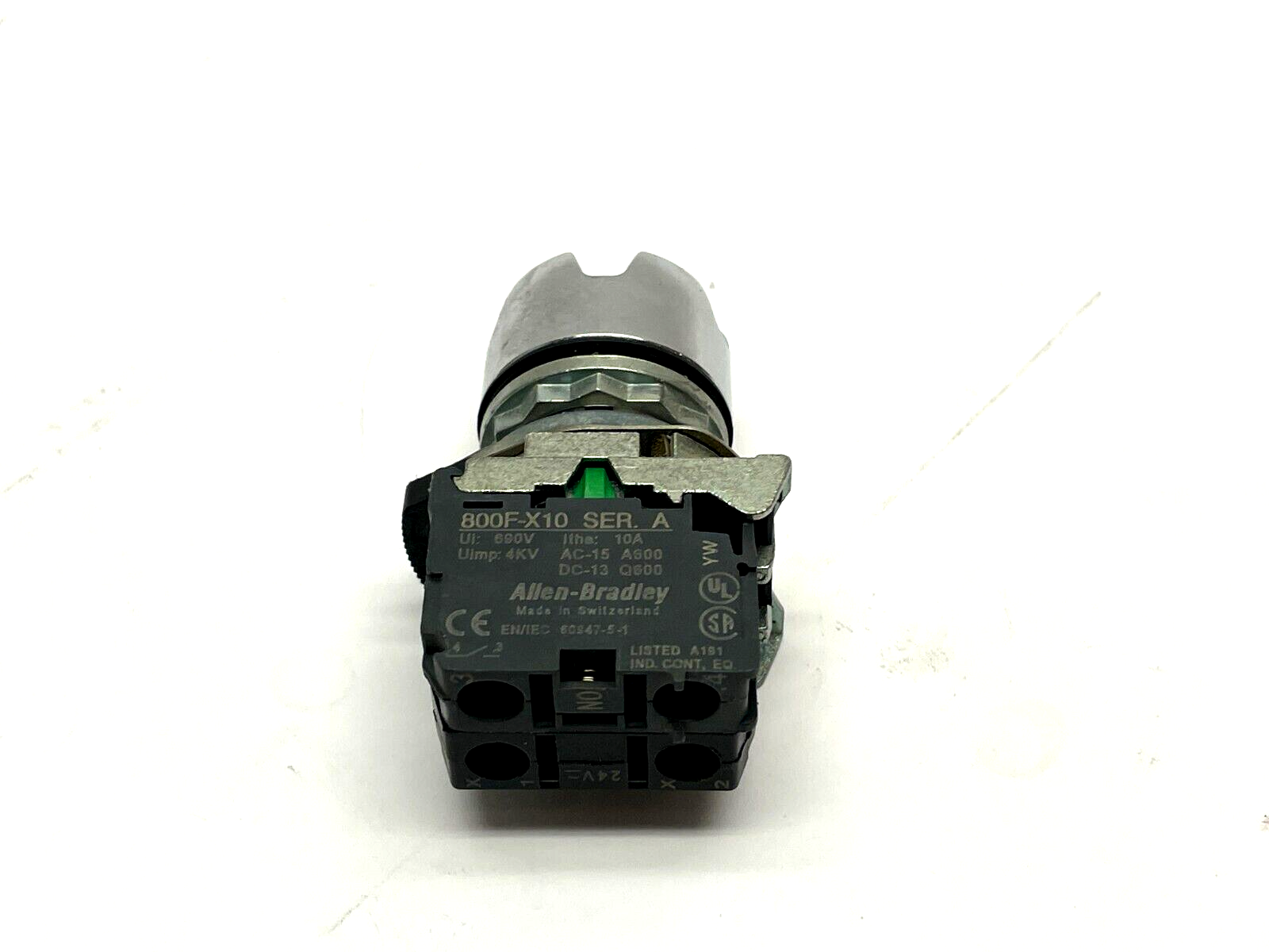 Allen Bradley 800FM-LG7 Guarded Pushbutton w/ Lamp Module Contact Block - Maverick Industrial Sales