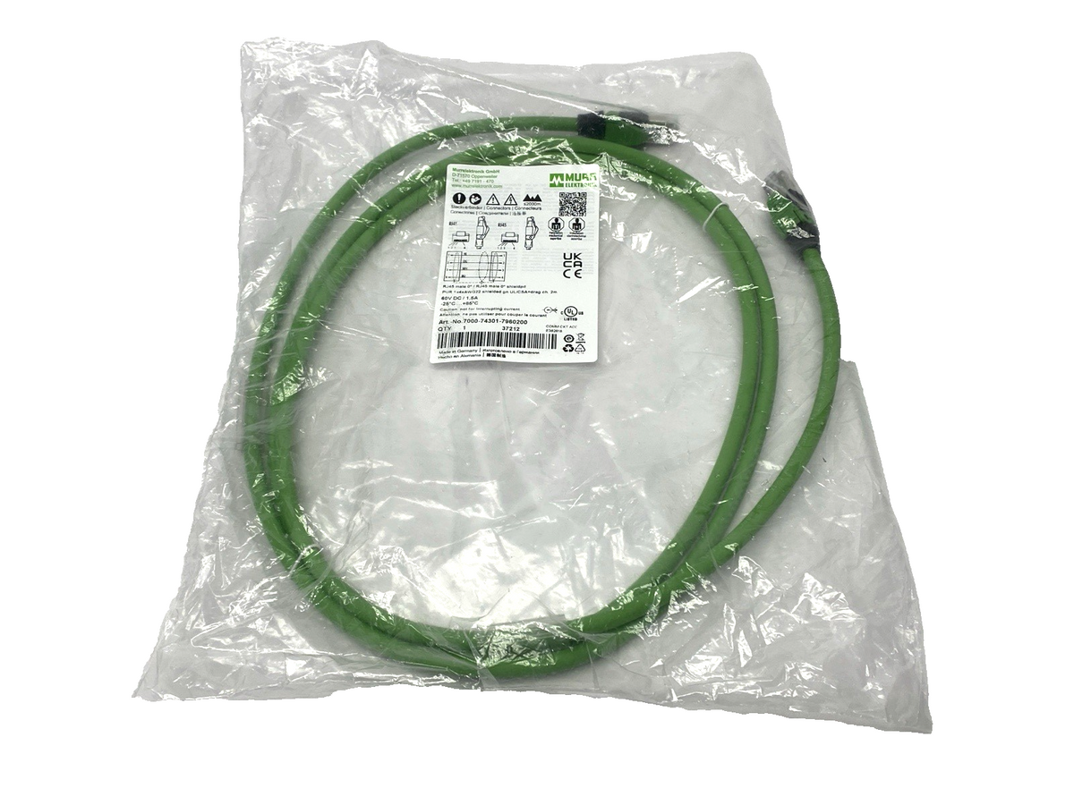 7000-74301-7960200 | Murrelektronik Double End Ethernet Cable, Male RJ45 4-Pole 2m - New - Maverick Industrial Sales