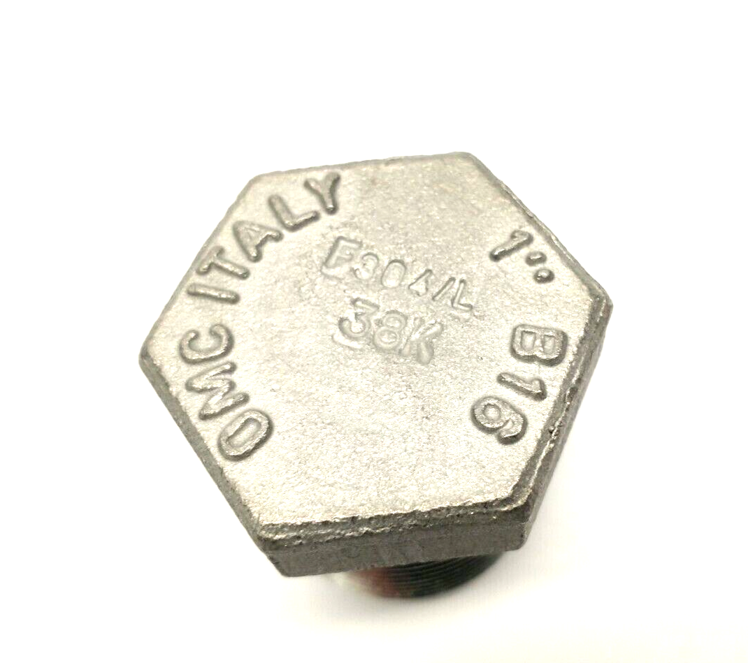 OMC 1" NPT Hex Head Plug 304SS B16 F304/L LOT OF 3 - Maverick Industrial Sales