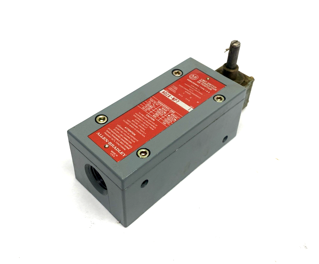 802X-NP7 | Allen Bradley Ser. 1 Limit Switch Lever Type, NEMA Type 4 & 13 Oiltight - New – Open box - Maverick Industrial Sales