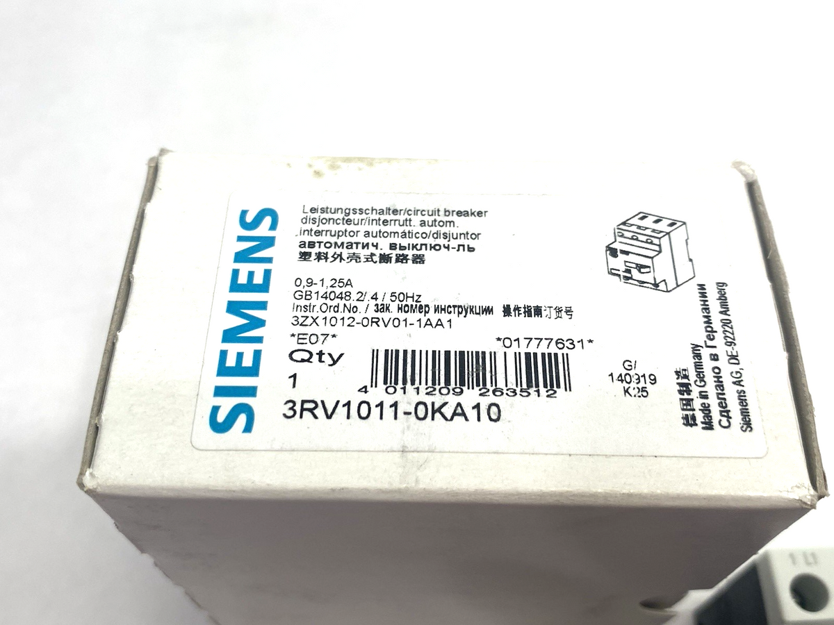 3RV1011-0KA10 | Siemens Sirius Motor Protection Circuit Breaker - New – Open box - Maverick Industrial Sales